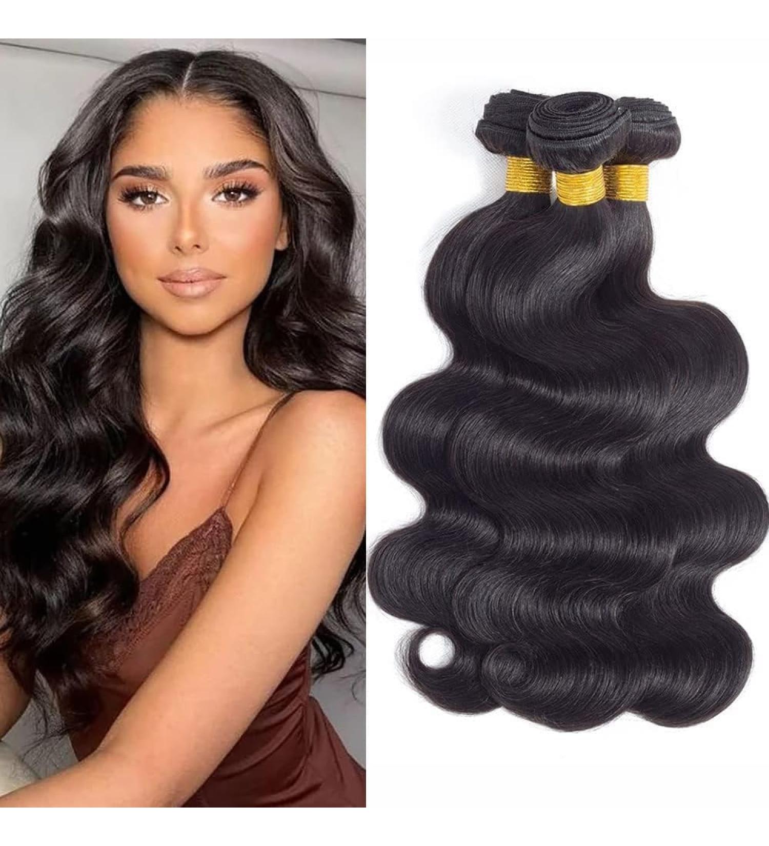 8A Grade Brazilian Body Wave Hair Bundles 100% Unprocessed Virgin Human Hair Extensions (14 16 18 Inch) - Nature Black Color - International Shipping Available - Buy Online on GoSupps.com
