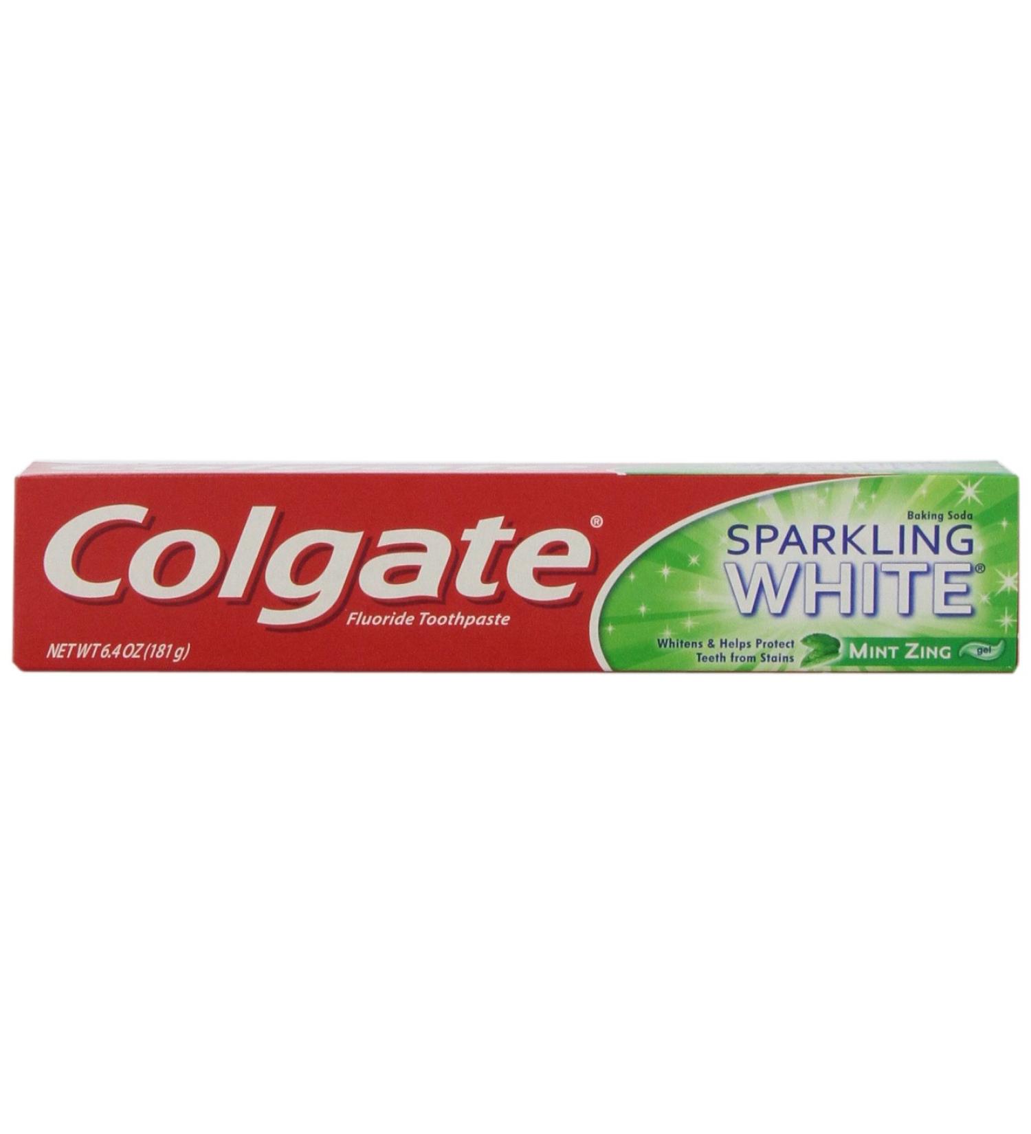 Colgate Sparkling White Fluoride Toothpaste with Baking Soda & Peroxide - Mint Zing 6.4 oz | International Shipping Available - Buy Online on GoSupps.com