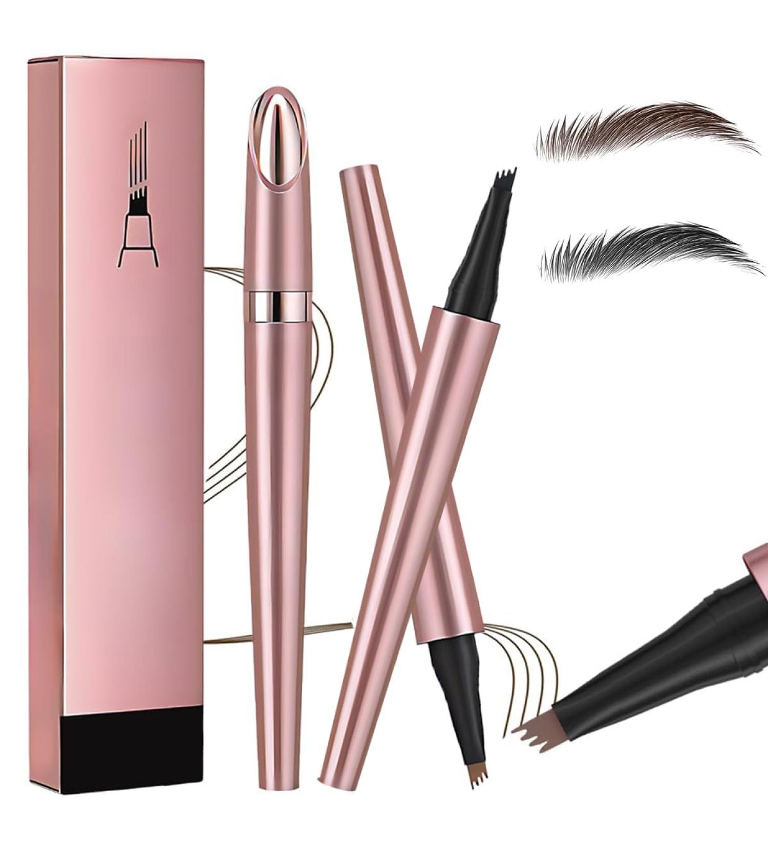 Magic Eyebrow Pencil 4-Tipped Precise Brow Pen 3D Waterproof Microblading Eyebrow Pencil Contouring Pen Waterproof Natural Fine Stroke Magic Eyebrow Pencil for Women and Gril (Black+ Dark Brown) - Buy Online on GoSupps.com
