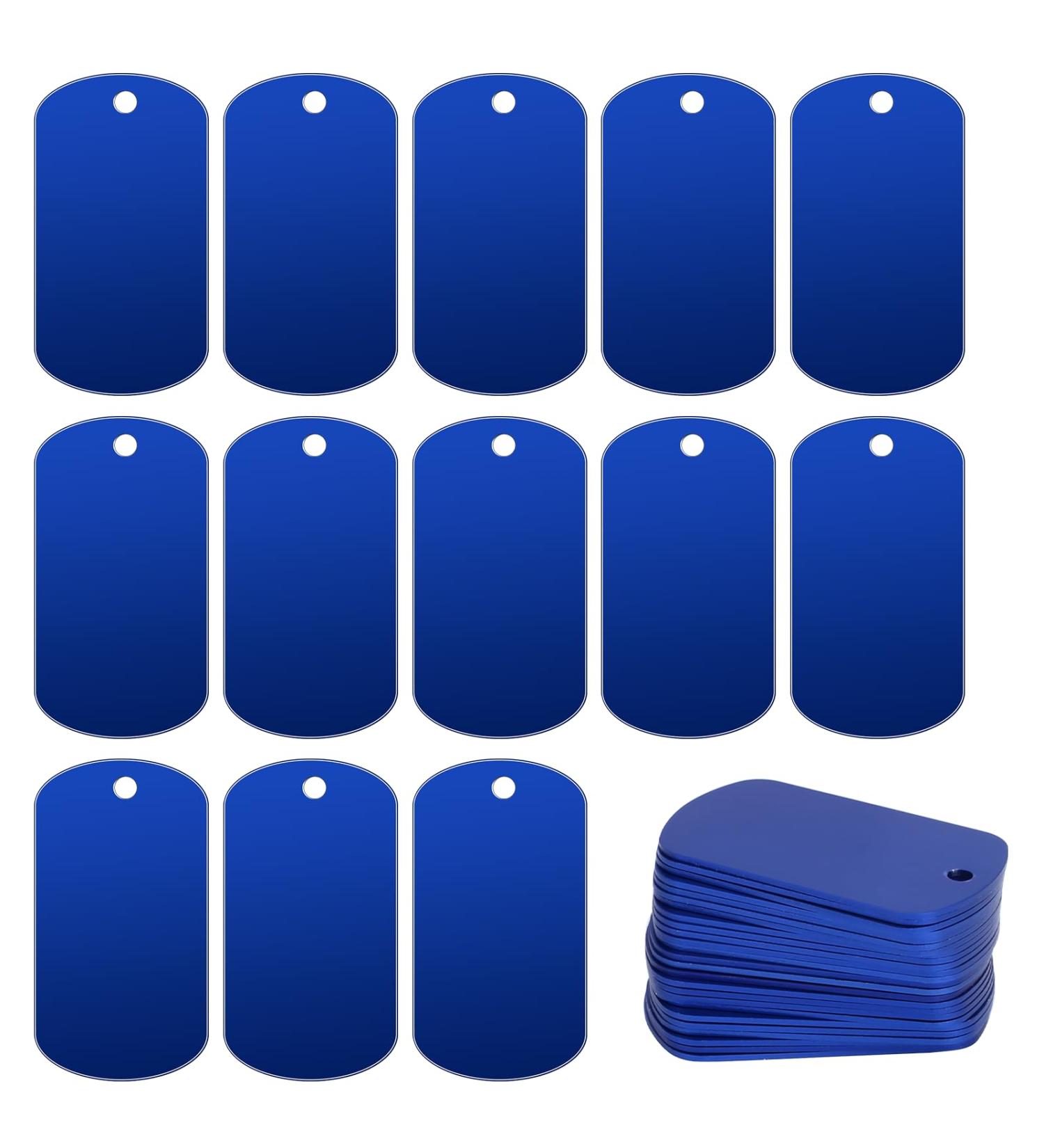 Mozeat 25pcs Pet ID Tags - Blank Aluminum Dog Tags (5x3 cm) for Personalization | Engrave Name Tags for Necklaces & Bracelets - Buy Online on GoSupps.com