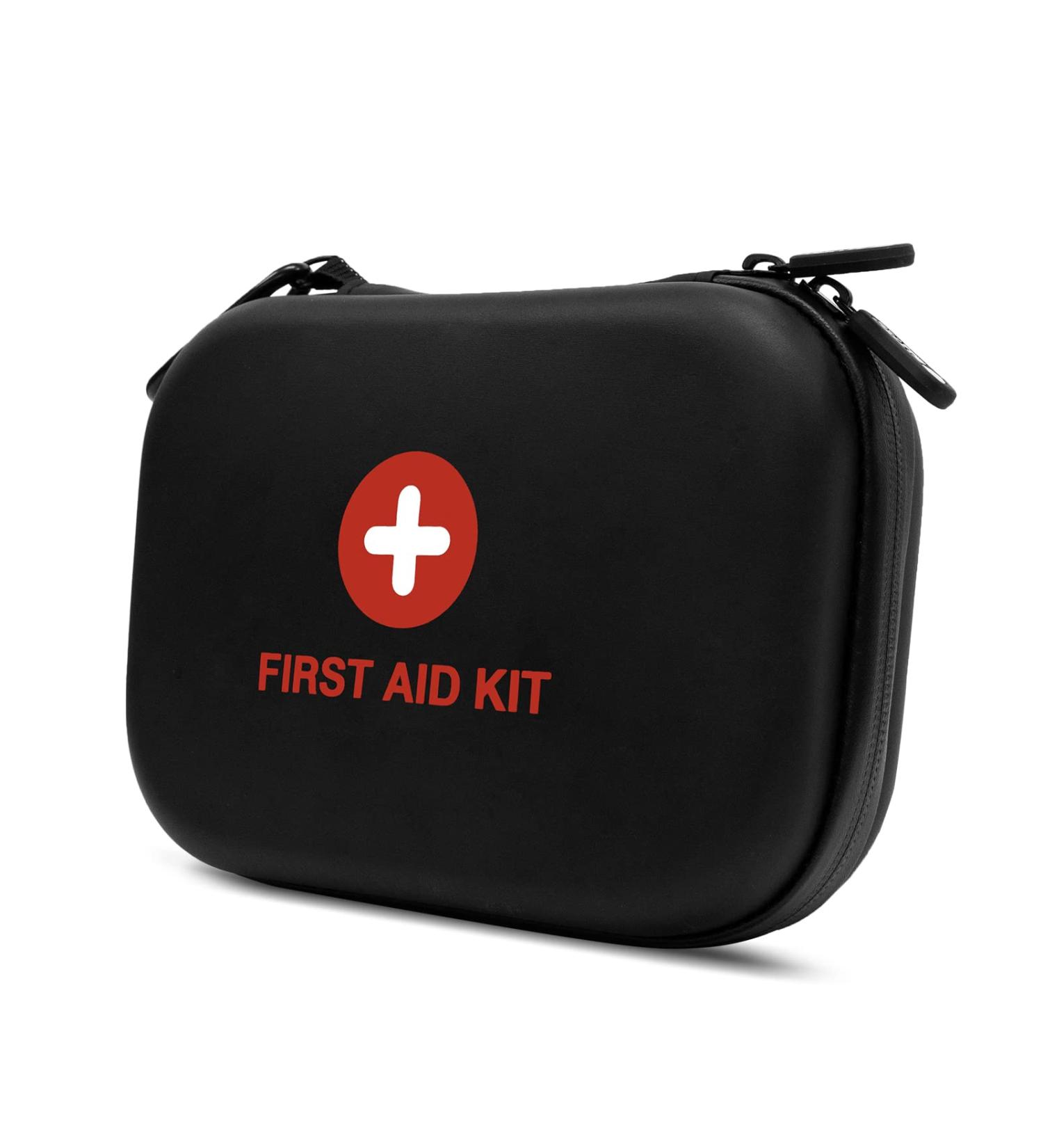 Kitgo Small First Aid Kit - Waterproof Mini Emergency Trauma Kit for Travelers, Climbers, and Parents - Compact First Aid Gift for Home, Camping, Hiking - EVA, Black - Buy Online on GoSupps.com