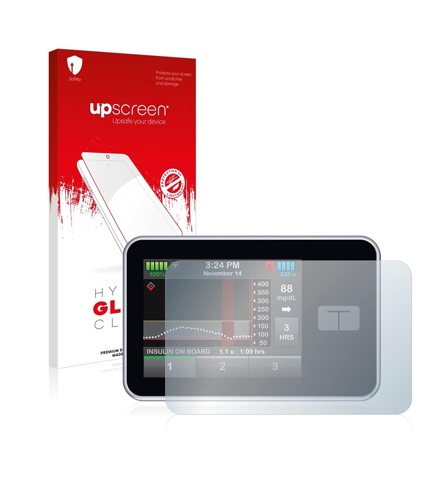 upscreen Hybrid Glass Clear Premium Glass screen protector for Tandem Diabetes Care t:slim X2 Insulin Pump Flexible Lightweight High transparency