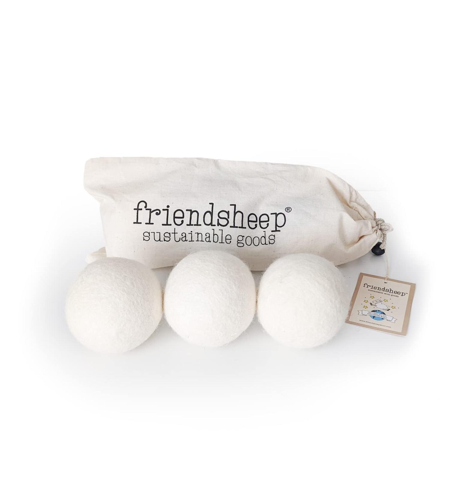 Organic Wool Dryer Balls - Friendsheep 3 Pack XL | Reusable Cruelty-Free Fair Trade Fabric Softener | No Lint | Eco-Friendly Laundry Solution - Buy Online on GoSupps.com