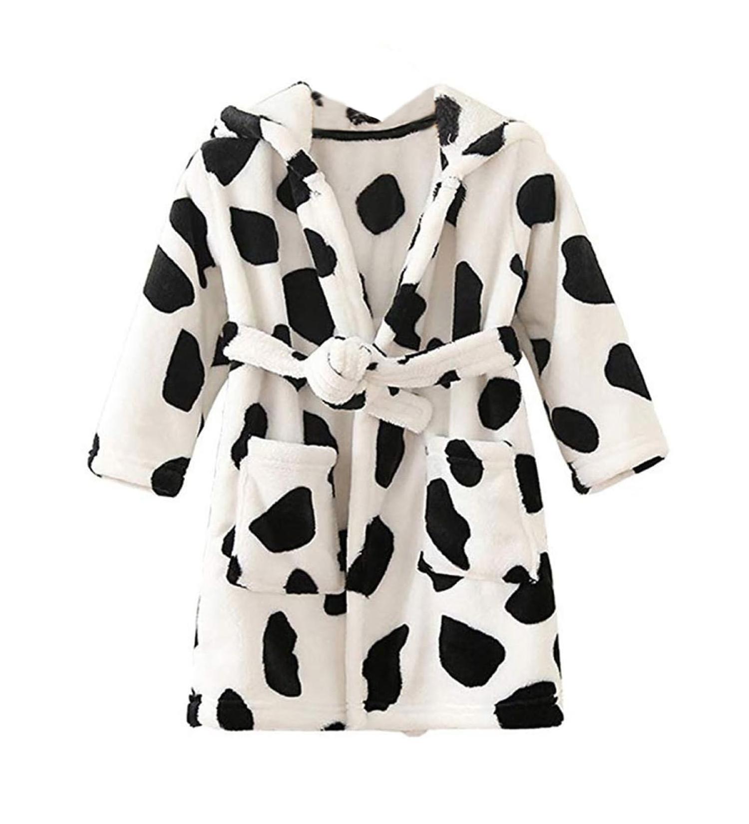 JZLPIN Unisex Baby Hooded Bathrobe - Flannel Pajamas Dressing Gown for Boys & Girls Ages 4-5 | Cute Cow Design - Buy Online on GoSupps.com