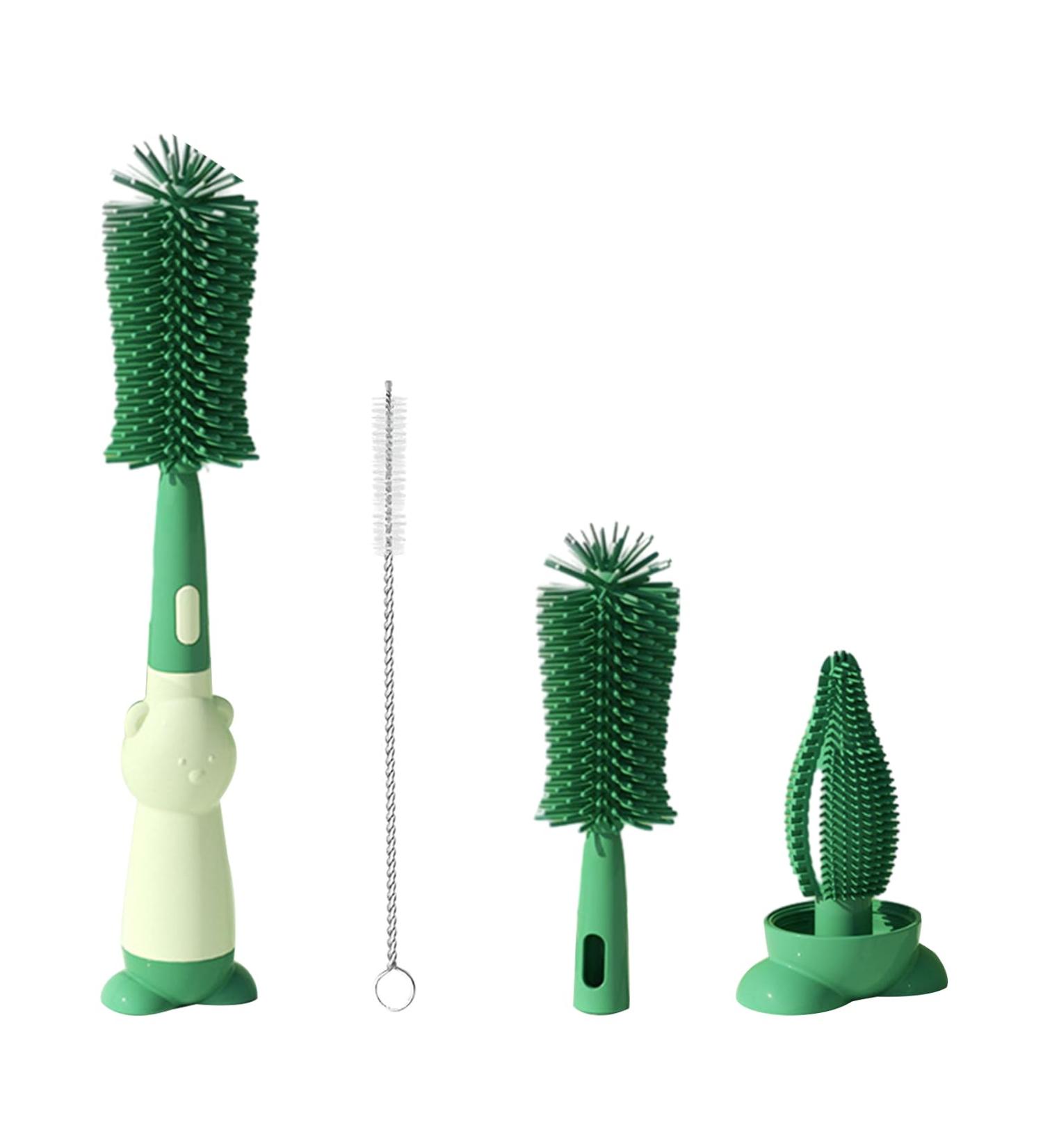 3-in-1 Baby Bottle Brush Set - Multi-Purpose Cleaning Brush for Bottles & Nipples - Eco-Friendly Green Color - Buy Online on GoSupps.com