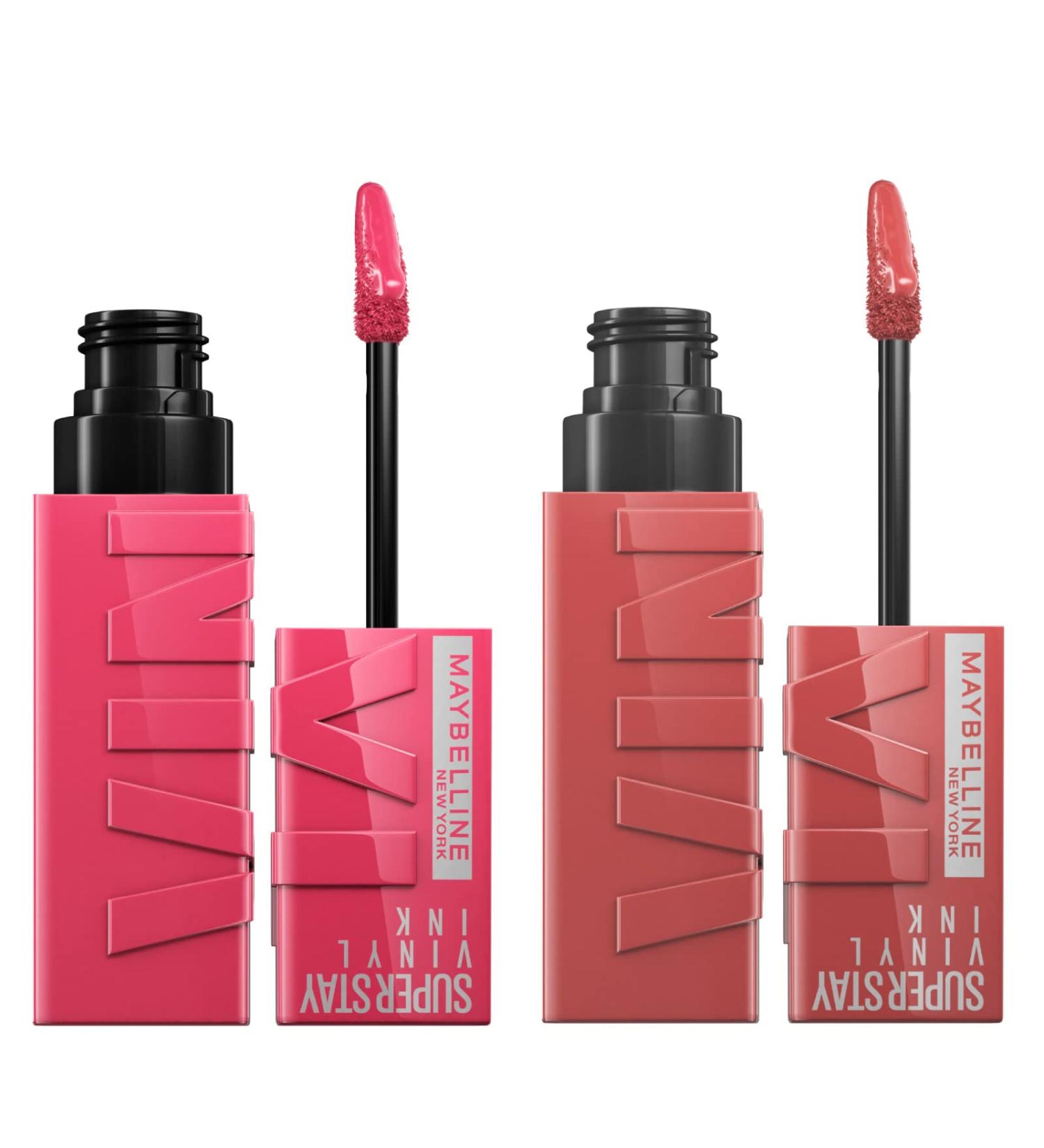 Maybelline New York SuperStay Vinyl Ink Lip Tint Color 35 Cheeky + Color 20 Coy Bright Finish - 2 Lipsticks with Precision Applicator - Buy Online on GoSupps.com