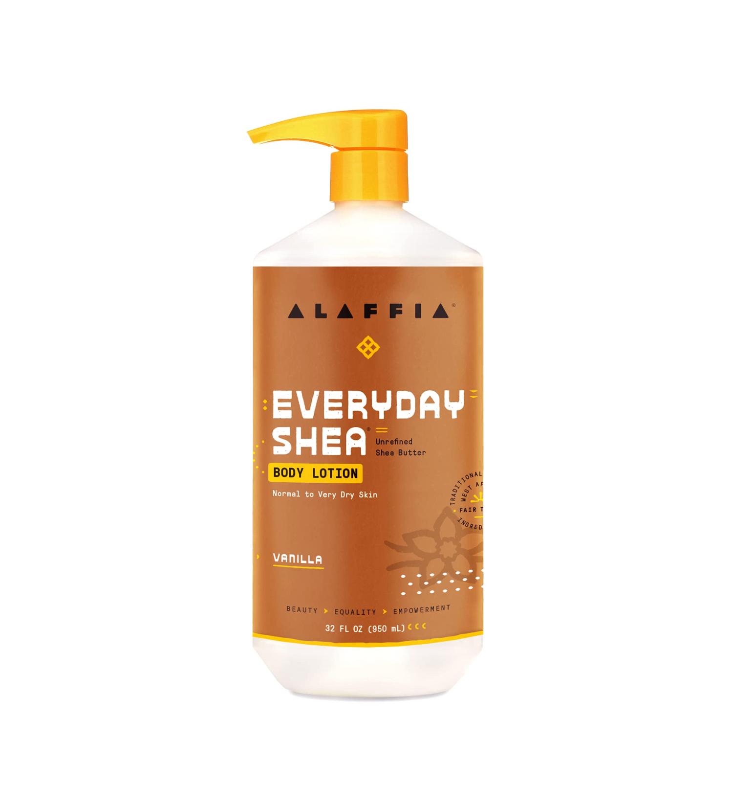 Alaffia EveryDay Shea Body Lotion - 32 Fl Oz | Moisturizing for Normal to Very Dry Skin with Shea Butter & Lemongrass | Fair Trade Vanilla - Buy Online on GoSupps.com