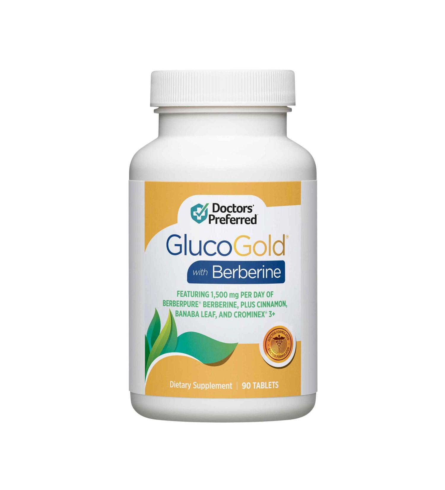 DOCTORS' PREFERRED GlucoGold with Berberine Concentrated Cinnamon Chromium Banaba Leaf Extract (90 Tablets) 90 Count (Pack of 1) - Buy Online on GoSupps.com