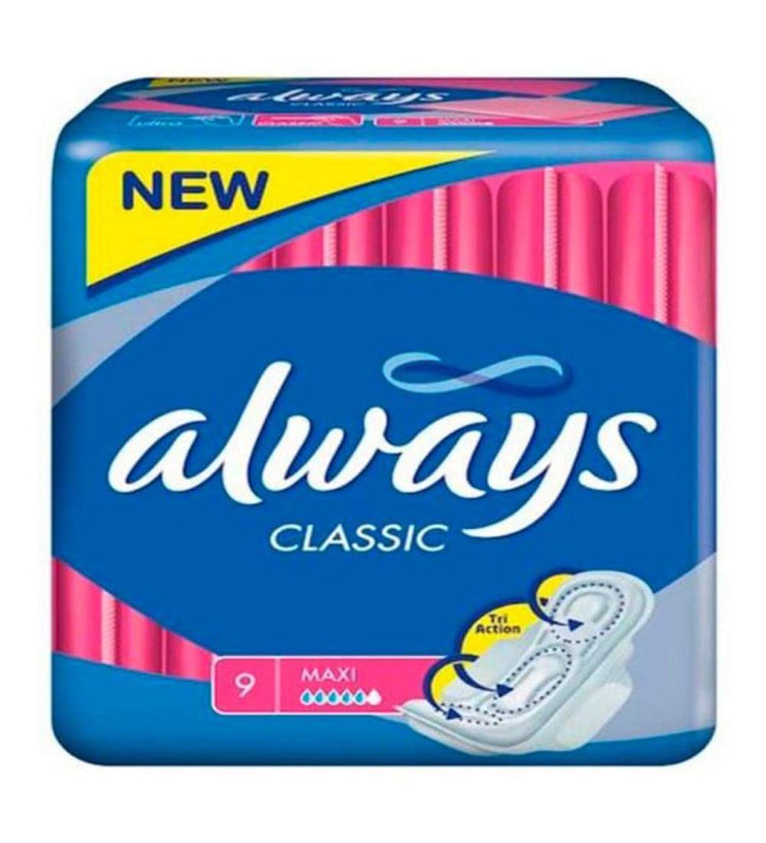 Always - Always Classic (Size 2) Sanitary Napkins with Wings - 9 Pieces