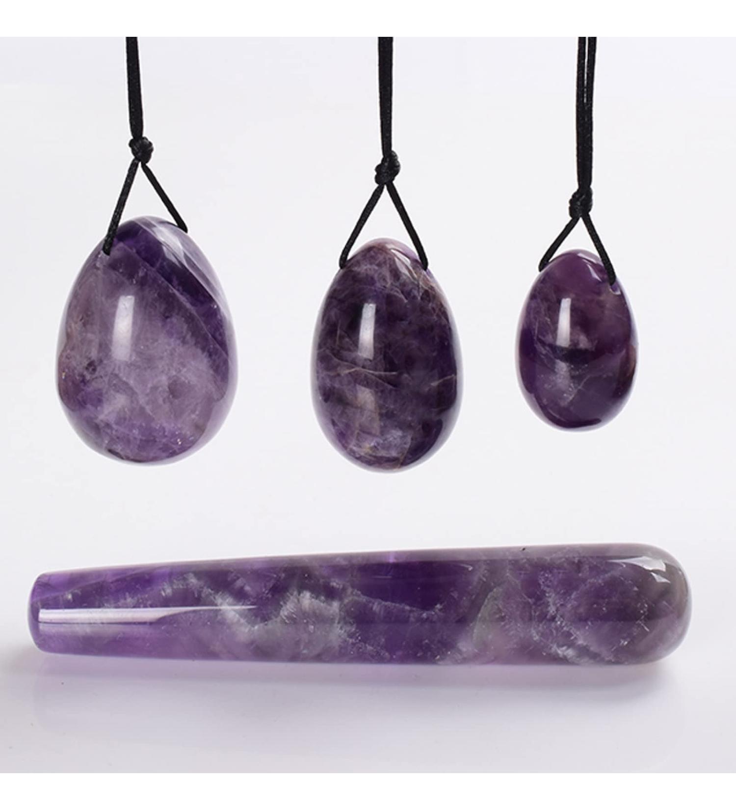 Buy Powder Crystal Stone Yoni Jade Egg Set - Kegel Fitness Device & Muscle Tightening Massager (4PCS Purple) - International Shipping Available - Buy Online on GoSupps.com