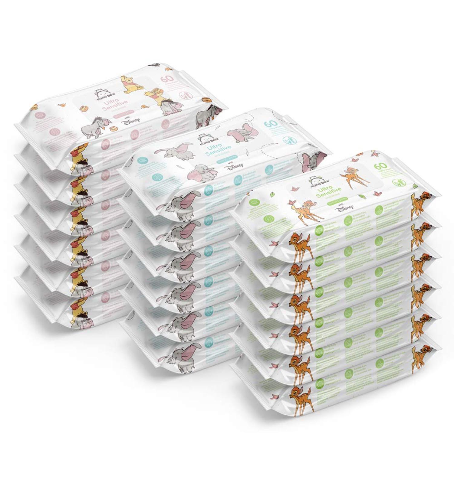 Buy Mama Bear Disney Ultra Gentle Baby Wipes - Unscented 1080 Count (18 Packs of 60) | International Shipping Available - Buy Online on GoSupps.com