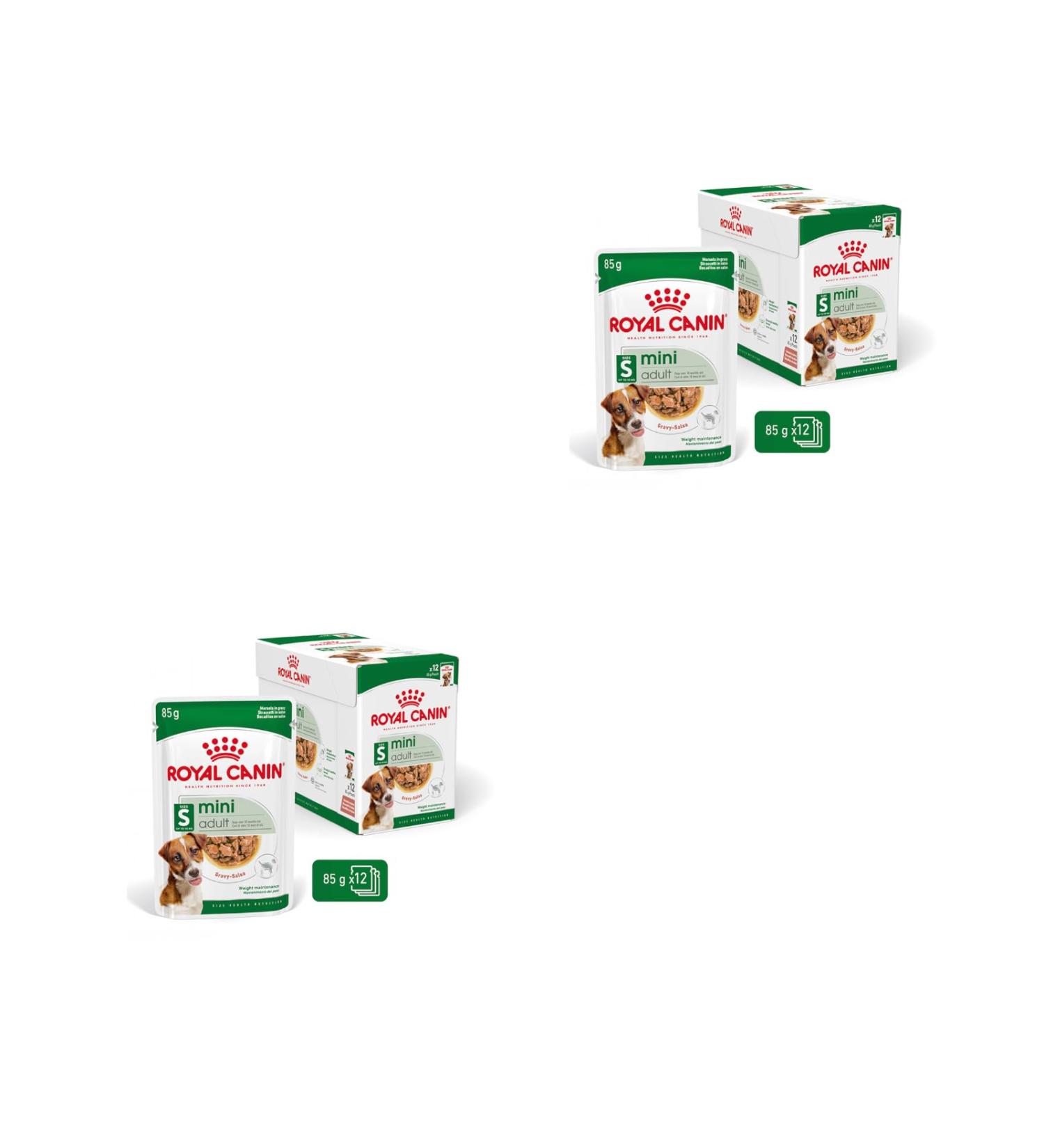 Royal Canin Mini Adult in Sauce | Double pack | 2 x 12 x 85 g | Wet food for small adult dogs (1 to 10 kg) | From 10 months to 12 years | Adjusted energy content - Buy Online on GoSupps.com
