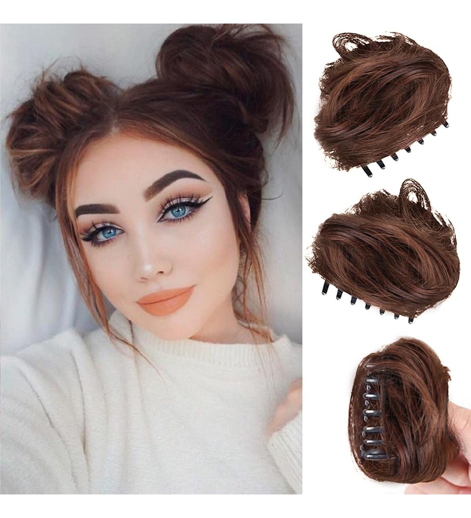 RPAEOY 2-Pack Claw Clip Hair Bun for Women - Light Brown Messy Bun & Ponytail Scrunchy | Synthetic Hair Donut Clip - Buy Online on GoSupps.com