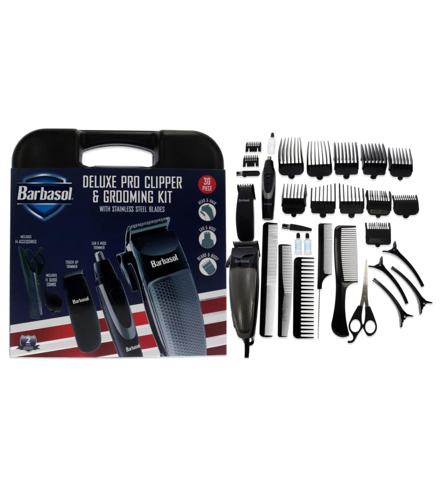 30 Piece Deluxe Pro Clipper & Grooming Kit | Stainless Steel Blades | International Shipping Available - Buy Online on GoSupps.com