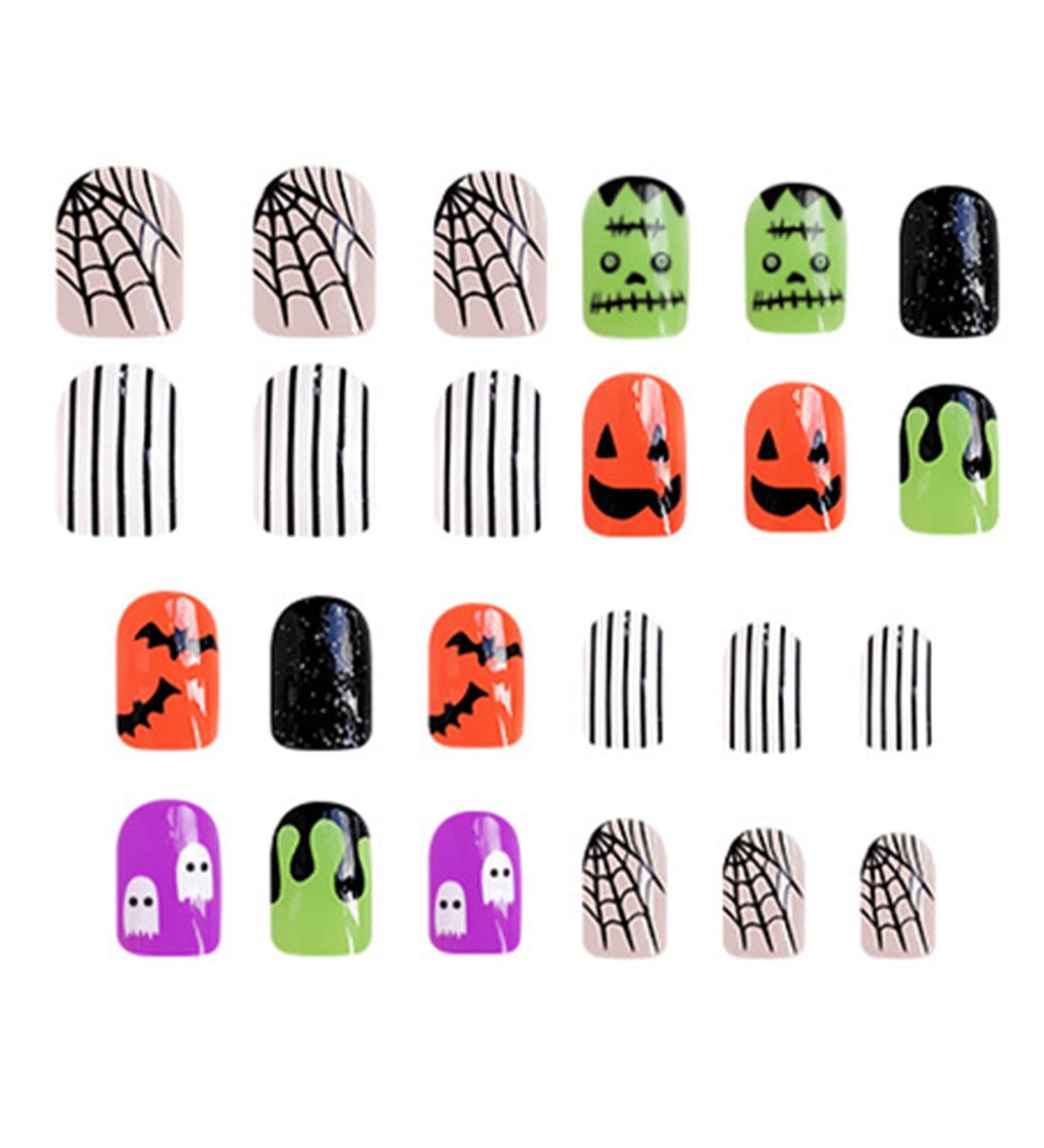 Halloween Stick On Nails Short Square & Halloween False Nails Artificial Nails Decorations Short Square Fake Nails Halloween Ghost Press On Nails Natural & Fit False Nails - Buy Online on GoSupps.com