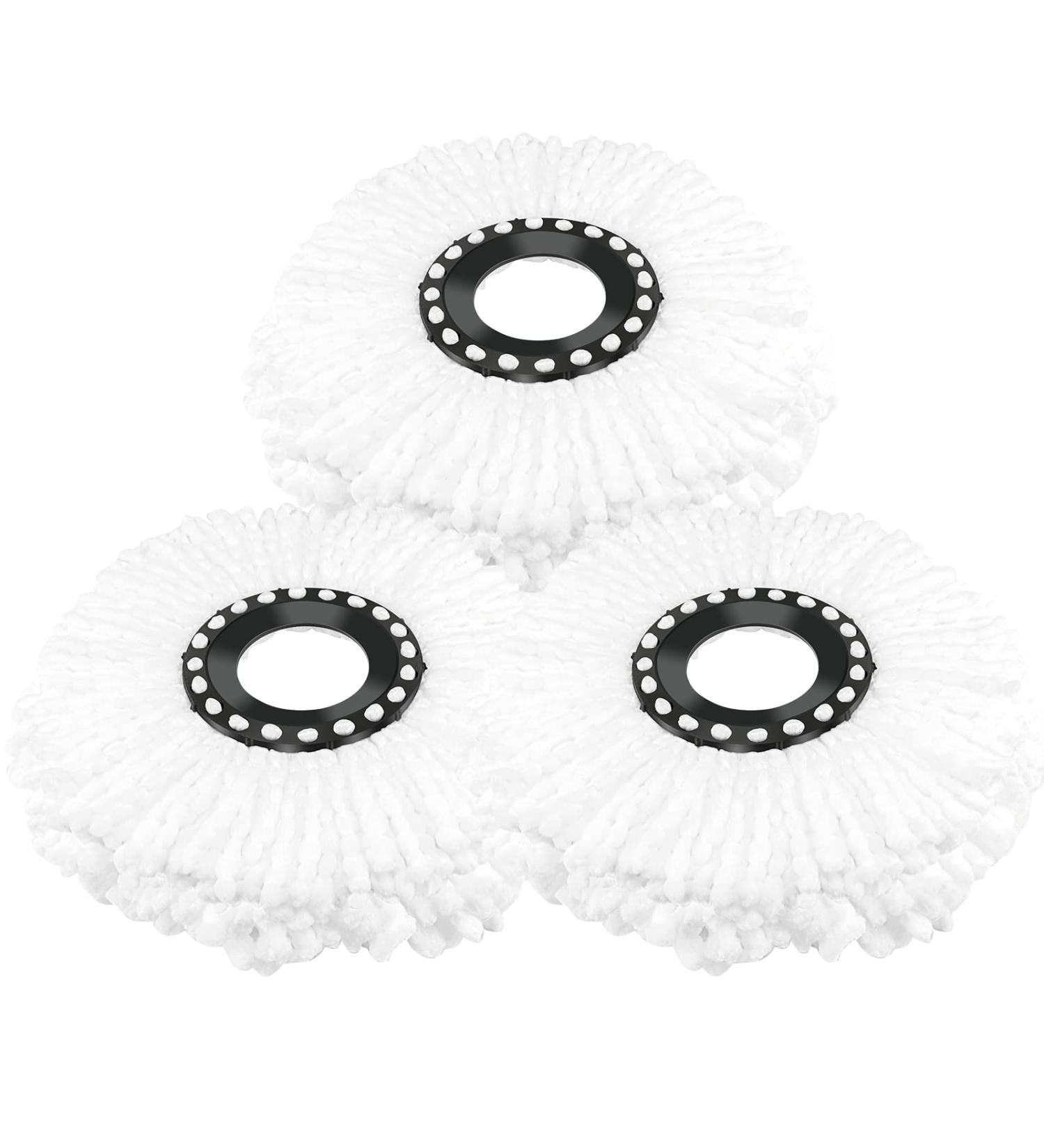 3 Pack Round Microfiber Spin Mop Head Refills - Standard Size, Easy to Clean Hurricane Rotating Mop Replacement - Buy Online on GoSupps.com
