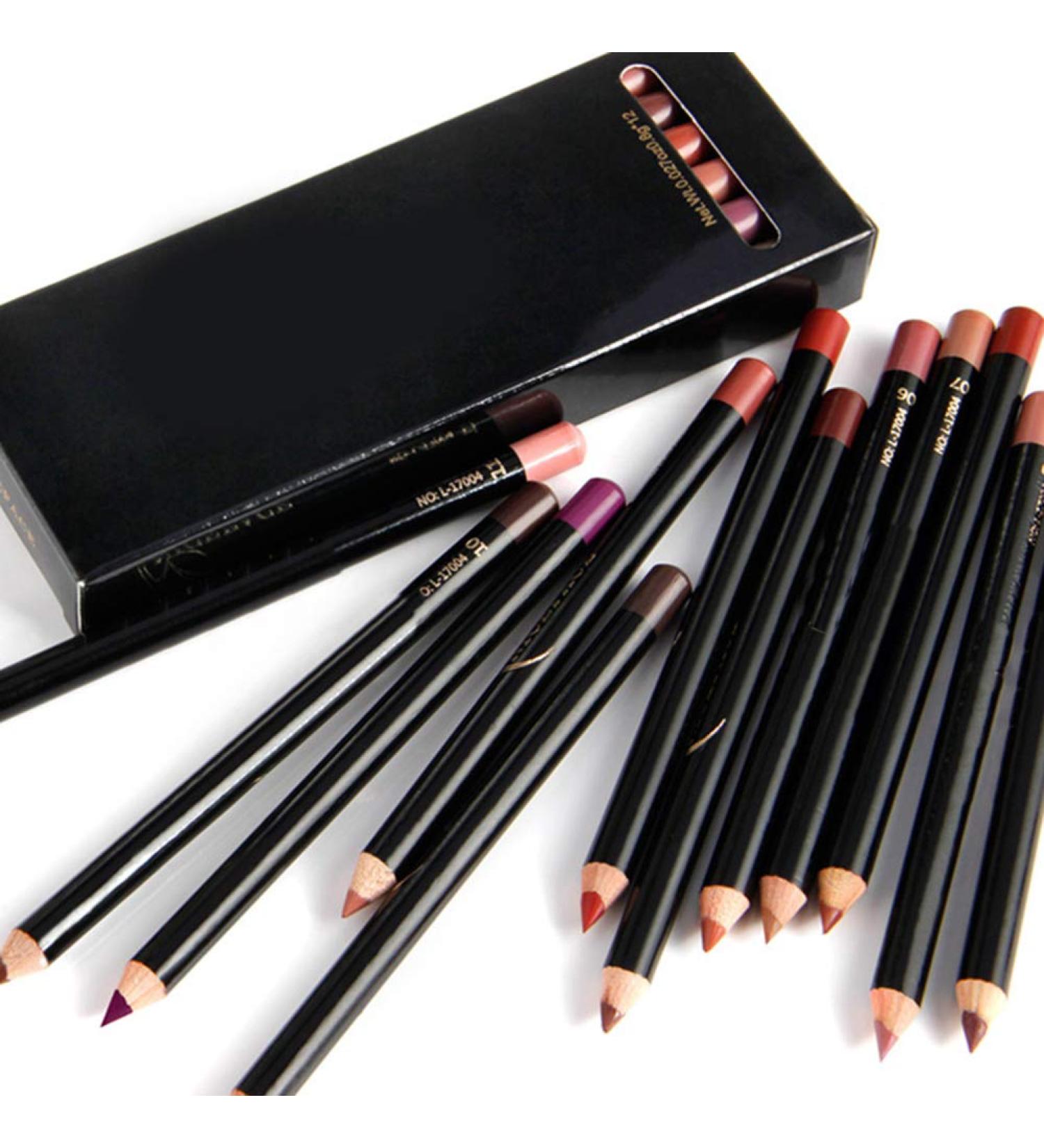 Buy Long Lasting Contour Lip Pencil Set - 12 Waterproof Matte Colors | Professional Lipliner for Perfect Shaping | International Shipping Available - Buy Online on GoSupps.com