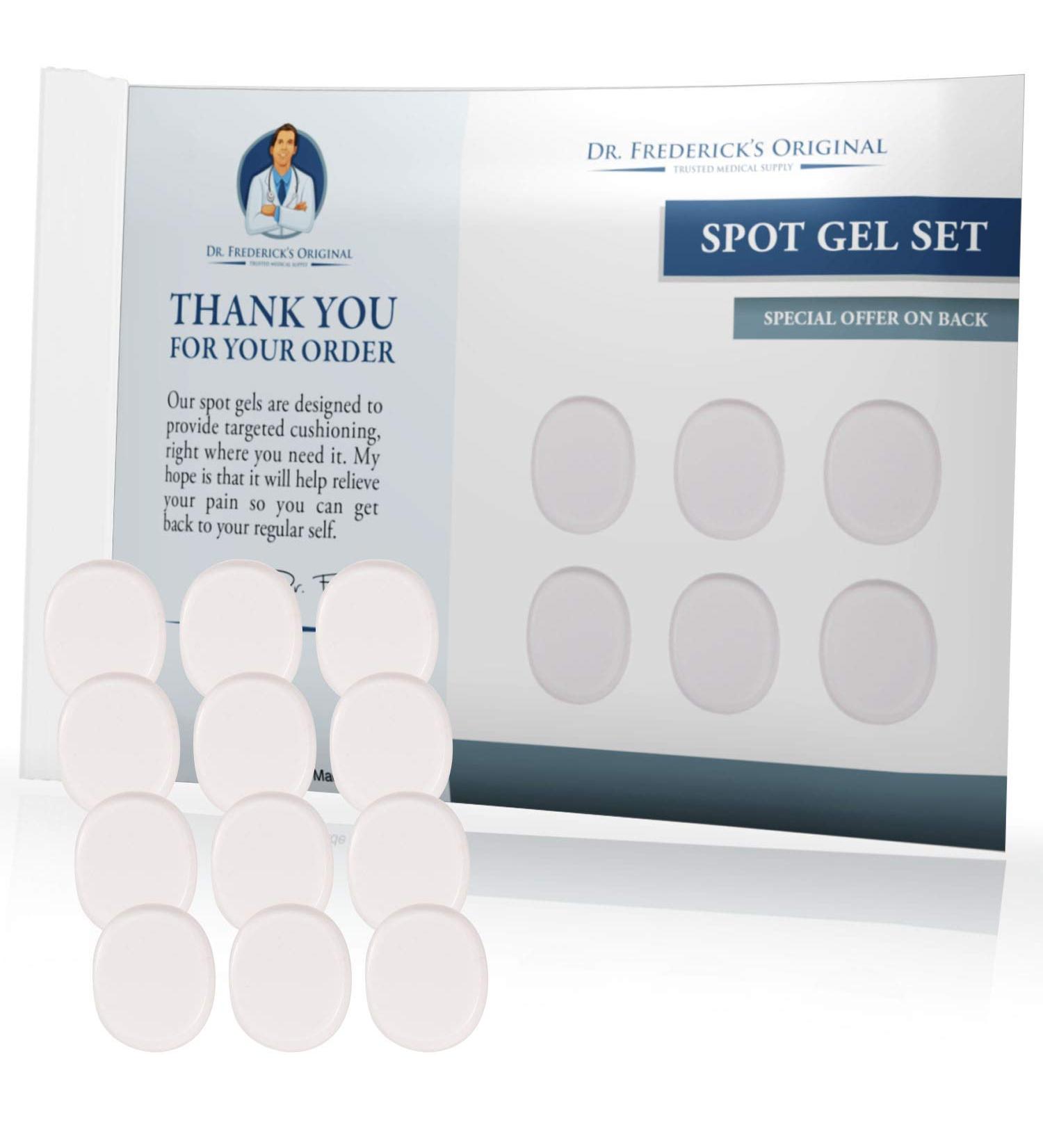 Dr. Frederick's Original Spot Gel Blister Pads - 12 Pieces - Pain Relief for Calluses, Bunions, Corns & Shoe Discomfort - Adhesive Gel Protection for Feet - Buy Online on GoSupps.com