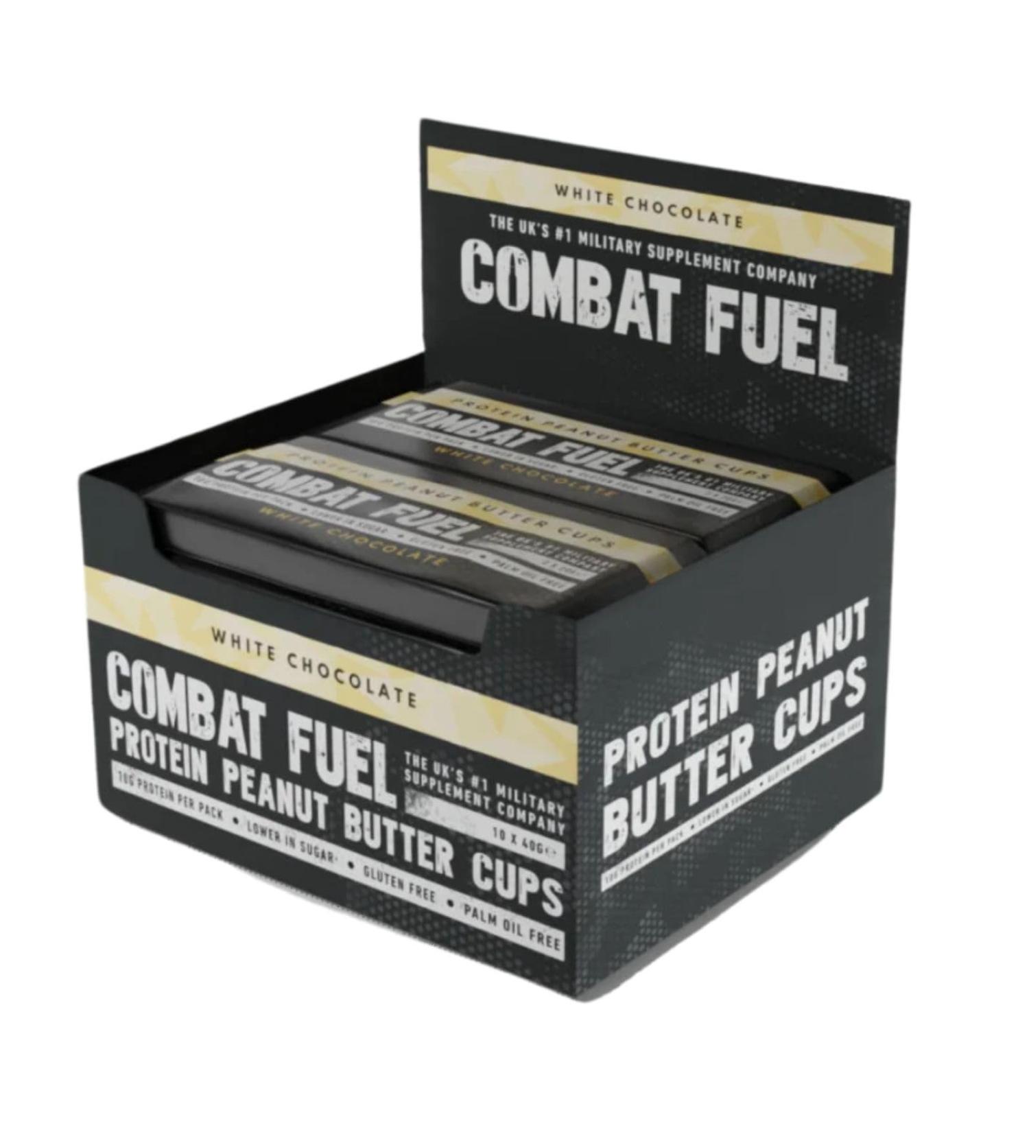 Combat Fuel Protein Peanut Butter Chocolate Cups (White Chocolate) 10 x Packs of 2 Cups - Buy Online on GoSupps.com