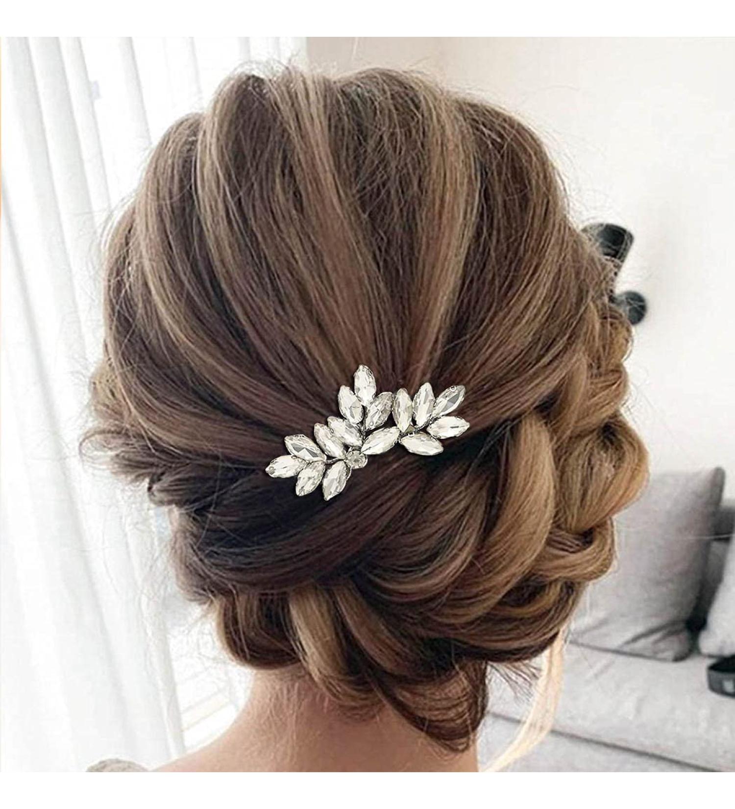 Catery Crystal Bride Wedding Hair Comb with Rhinestone - Silver Bridal Side Combs for Women - Buy Online on GoSupps.com