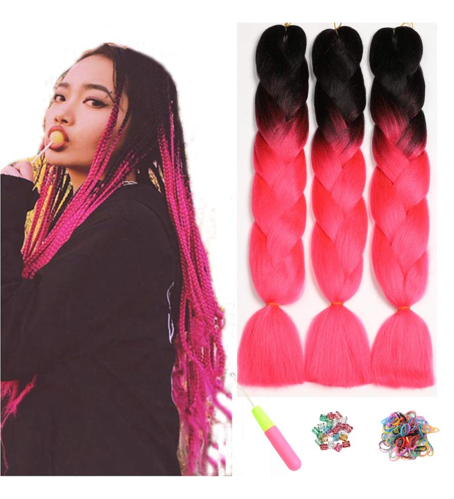 Showjarlly Kanecalon Hair Extensions - Ombre Jumbo Braid 24 | Premium Kanecalon Braids for Stylish Hairstyles | International Shipping Available - Buy Online on GoSupps.com