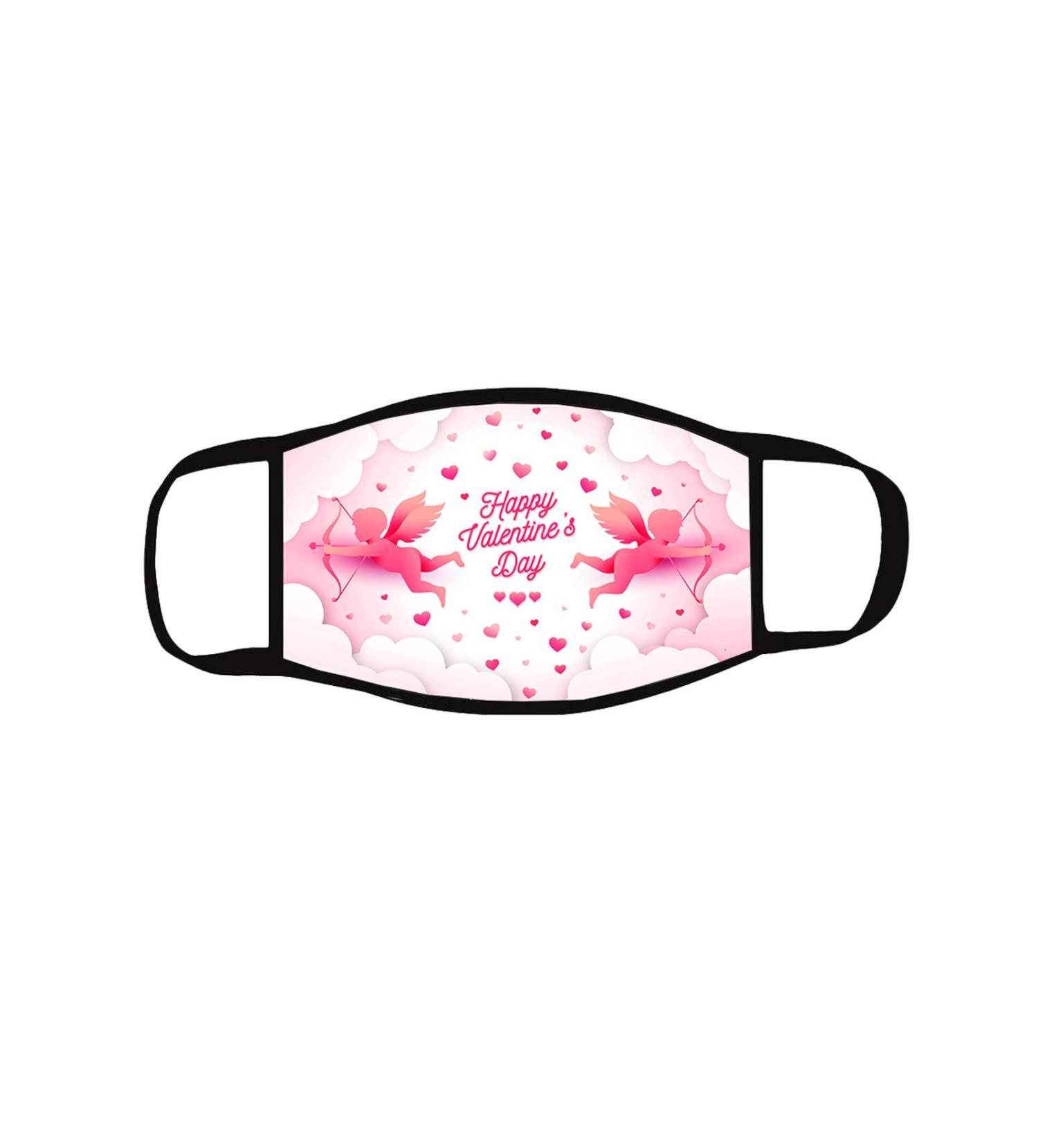 Windproof Activated Carbon mask Valentines Day Baby Cat Holding Heart Shaped Baloons Romantic Love Themed Illustration Vermilion Black Facial decorations for adults - Buy Online on GoSupps.com