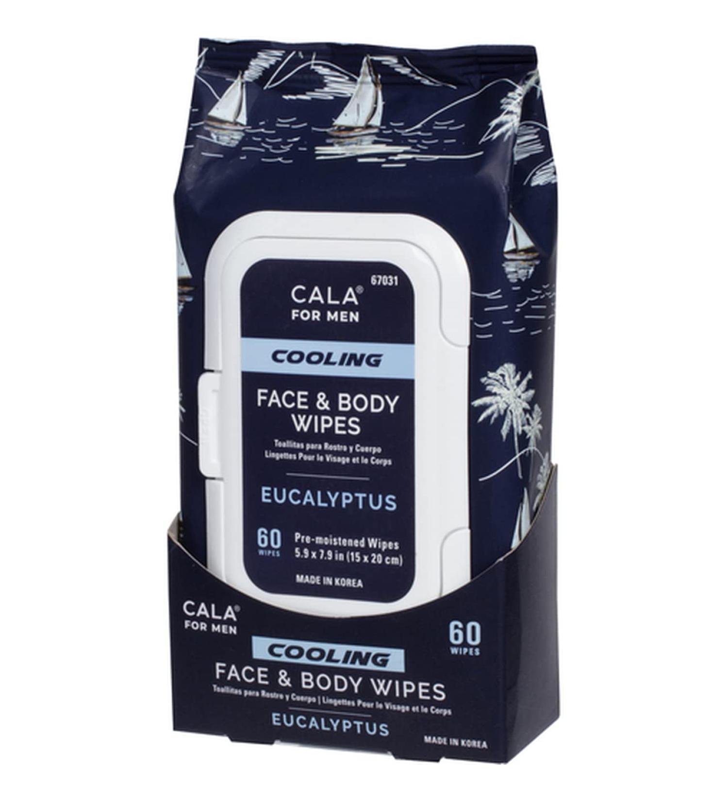 MEN'S COOLING FACE & BODY WIPES: EUCALYPTUS (60 SHEETS)