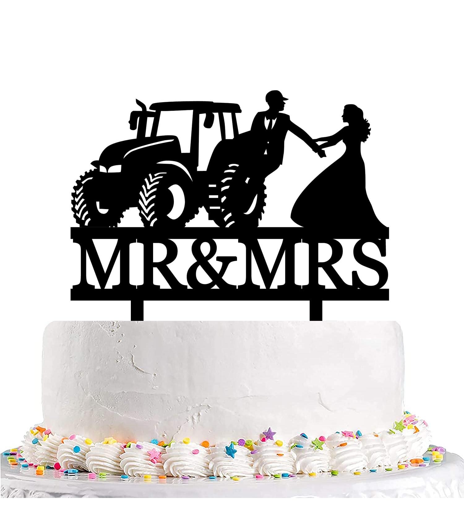 Funny Wedding Cake Topper - Bride Grabs Farmer Groom Who Just Got Off Tractor - Farmer Couple Cake Topper Mr&Mrs Wedding Cake Topper (Farmer) - Buy Online on GoSupps.com