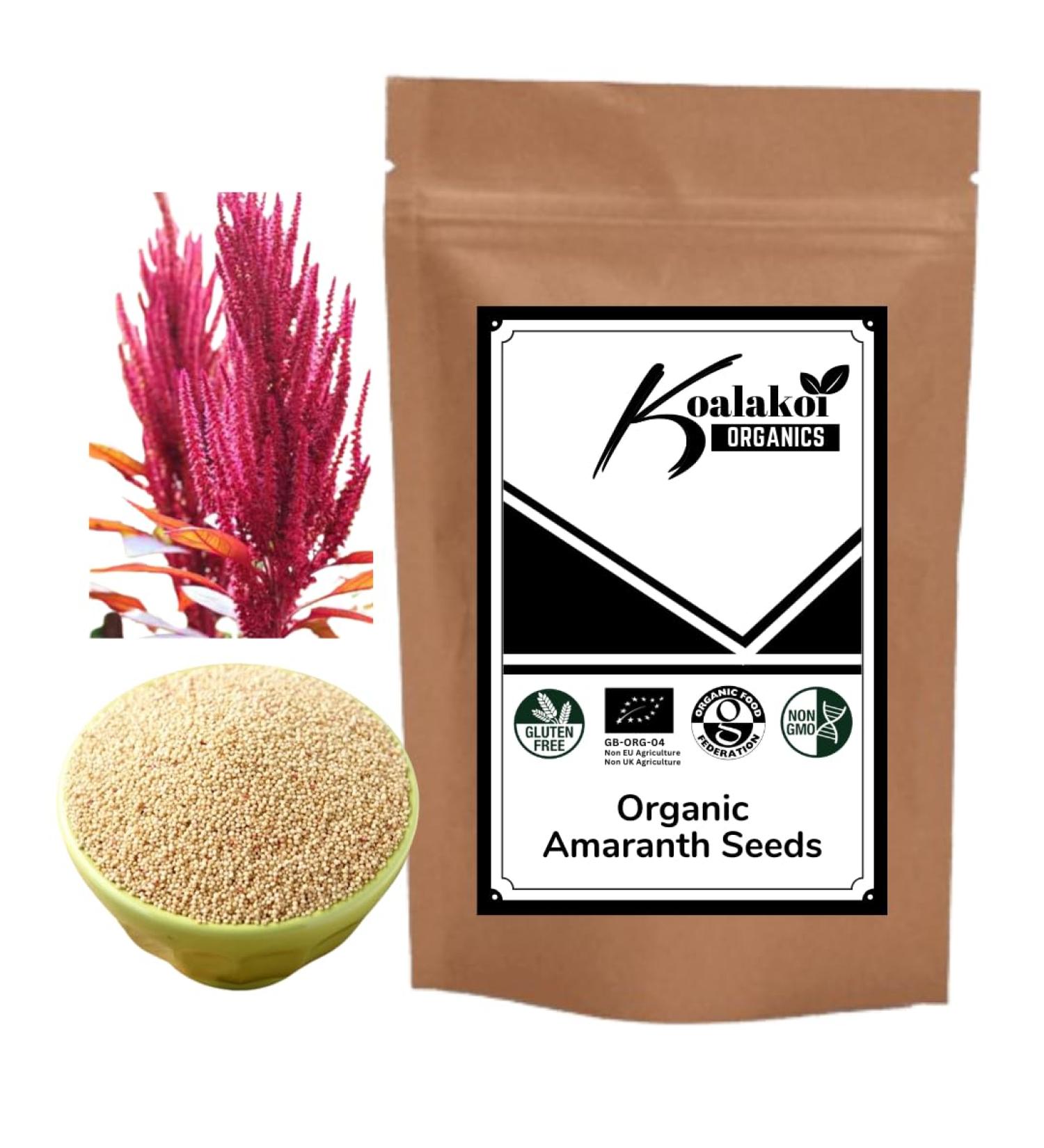 ORGANIC Amaranth seeds 400g-10kg 100% Natural Gluten Free Non-GMO no Additives or Preservatives healthy & safe option for Vegan Baking & Cooking Keto low carb Free UK delivery by Koalakoi (400g) - Buy Online on GoSupps.com