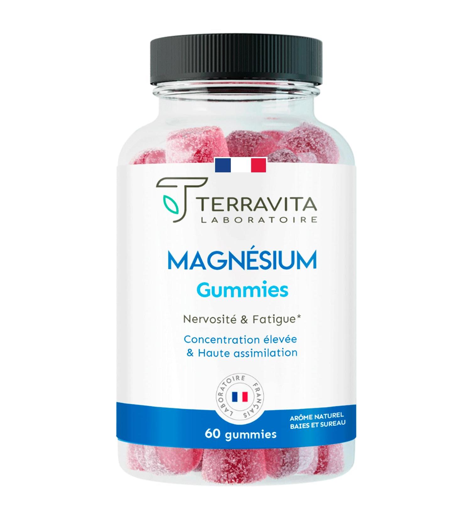 Magnesium Gummies | Ultra Concentrates: 150 mg Magnesium Element by Gummy | Sleep - Stress - Fatigue | Up to 2 Months of Cure | 60 Gummies with Vitamin B6 | Made in France Terravita - Buy Online on GoSupps.com