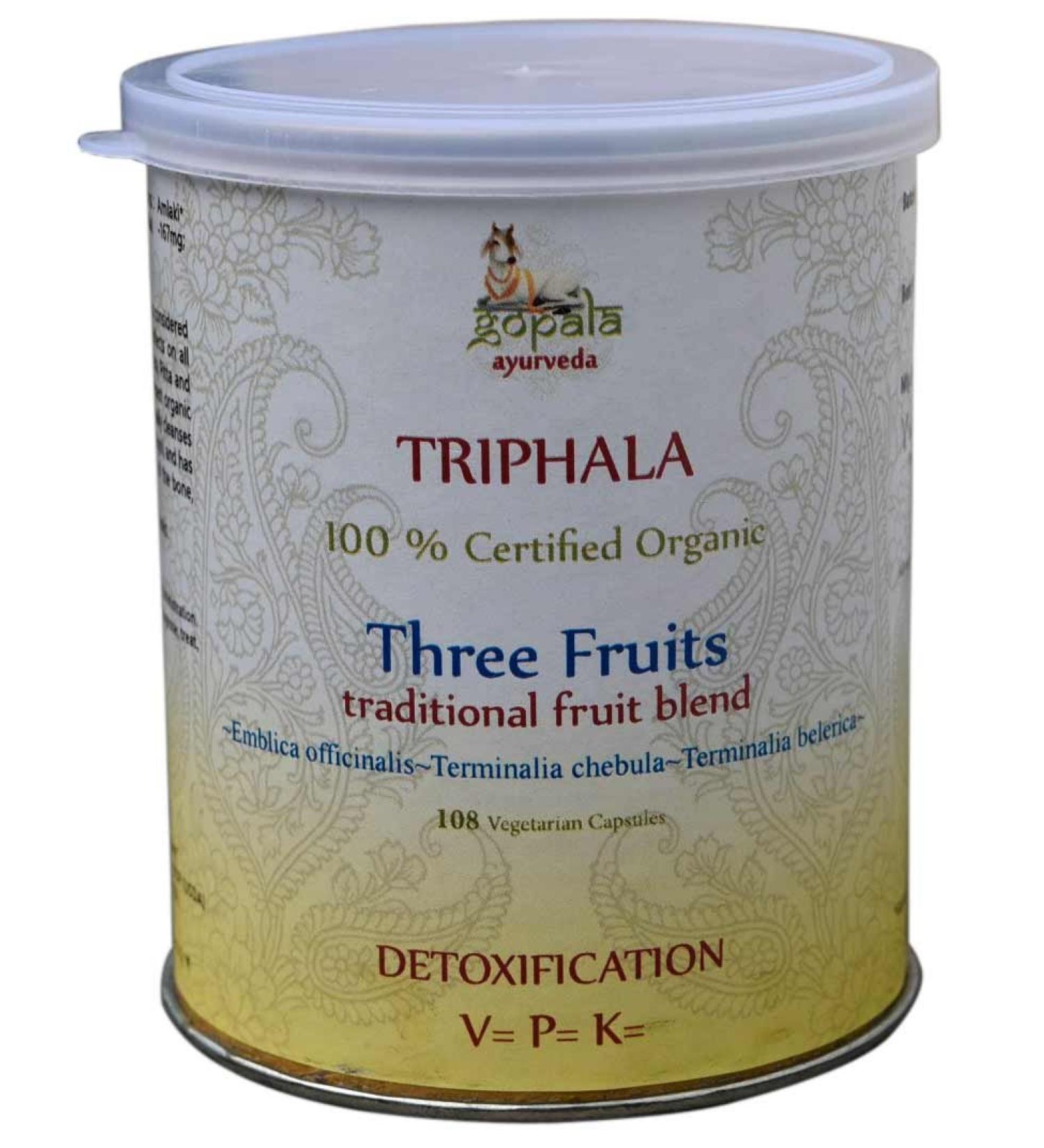 TRIPHALA Capsules (USDA Certified Organic) - 108 Vcaps (Pack of 3) - with Free Gift Samples and Expedited Delivery - Buy Online on GoSupps.com