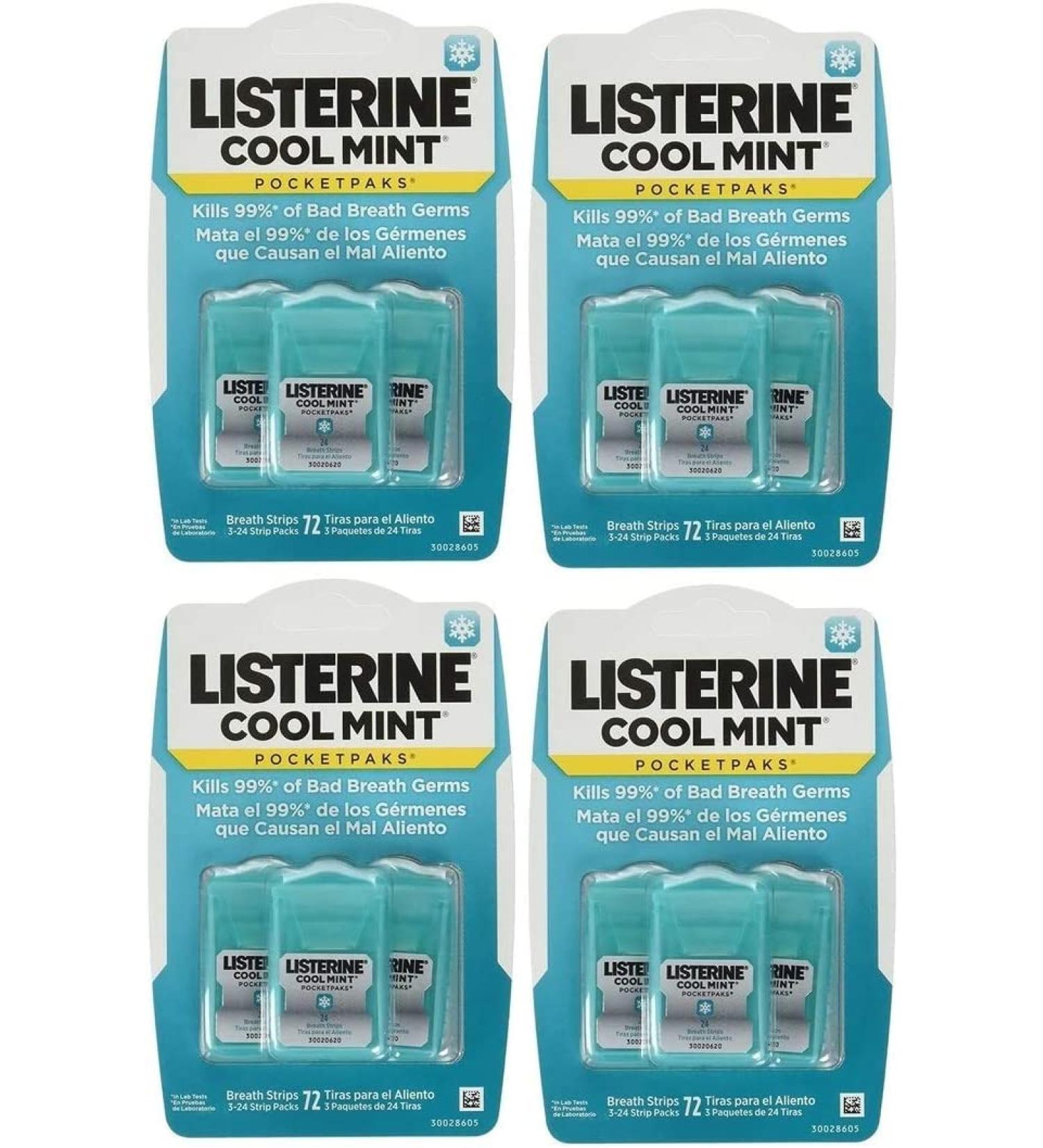 Listerine Cool Mint Pocketpaks Breath Strips - 288 Strips, 24 Count (Pack of 12) - Buy Online on GoSupps.com