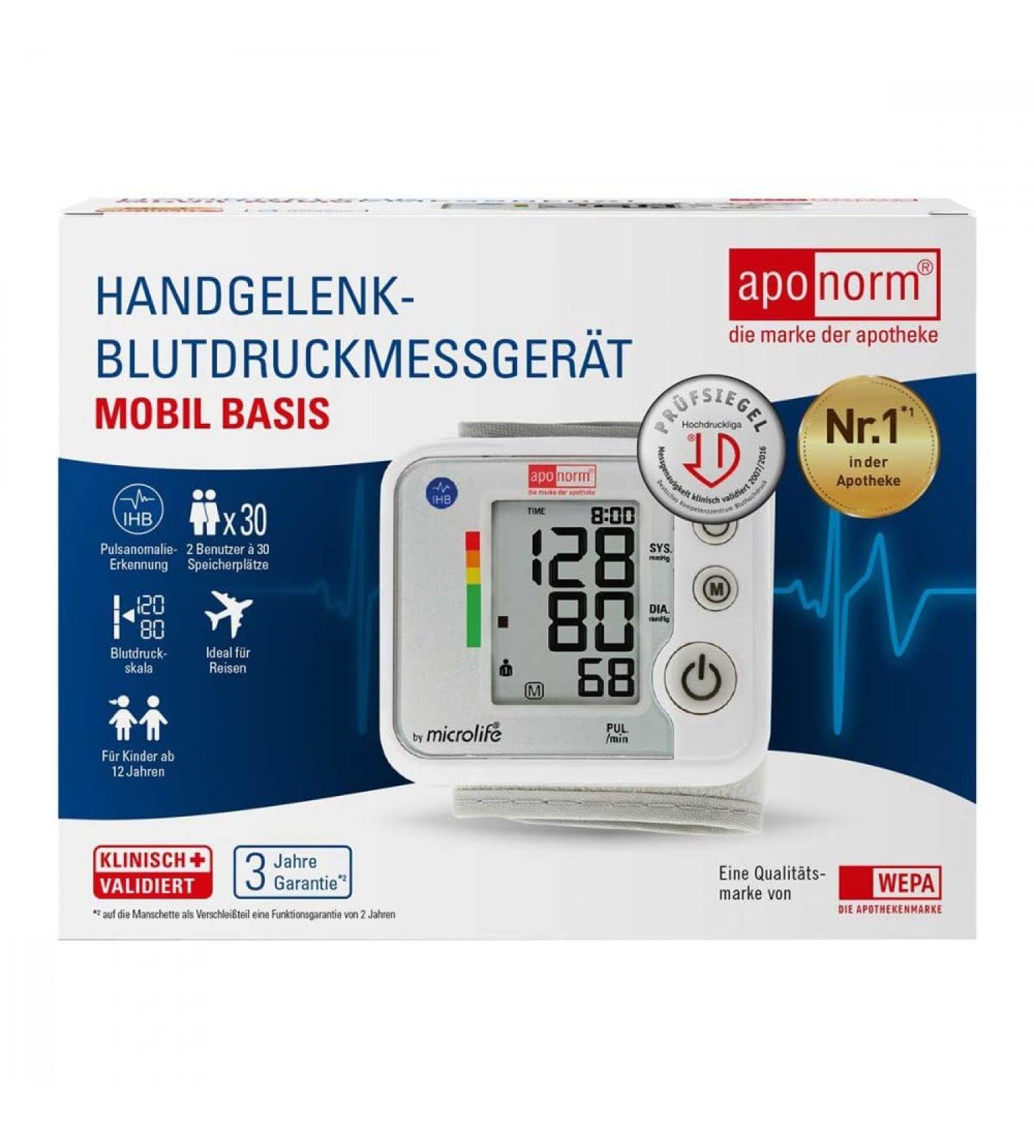 APONORM blood pressure monitor mobile basic wrist 1 pc
