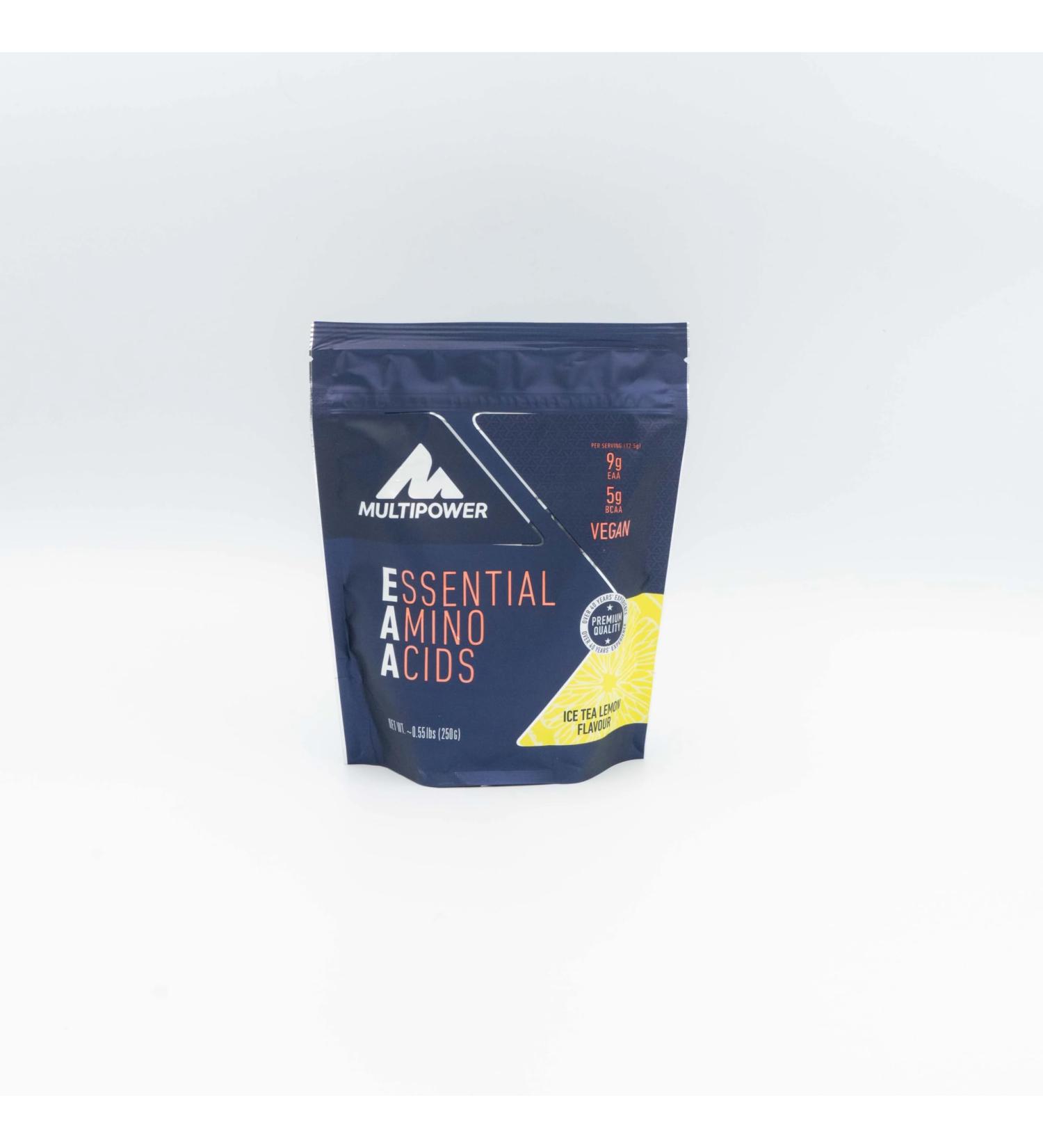 Multipower EAA powder essential amino acids sports drink with essential amino acids as well as vitamin C and B6 sugar -free with Lemon Ice Tea taste 250g