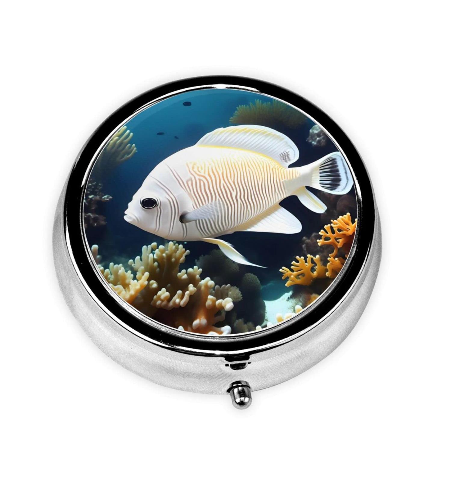 White-Golden Round Pill Box Organizer - 3 Compartments for Travel & Purse | Portable Pill Storage Solutions - Buy Online on GoSupps.com