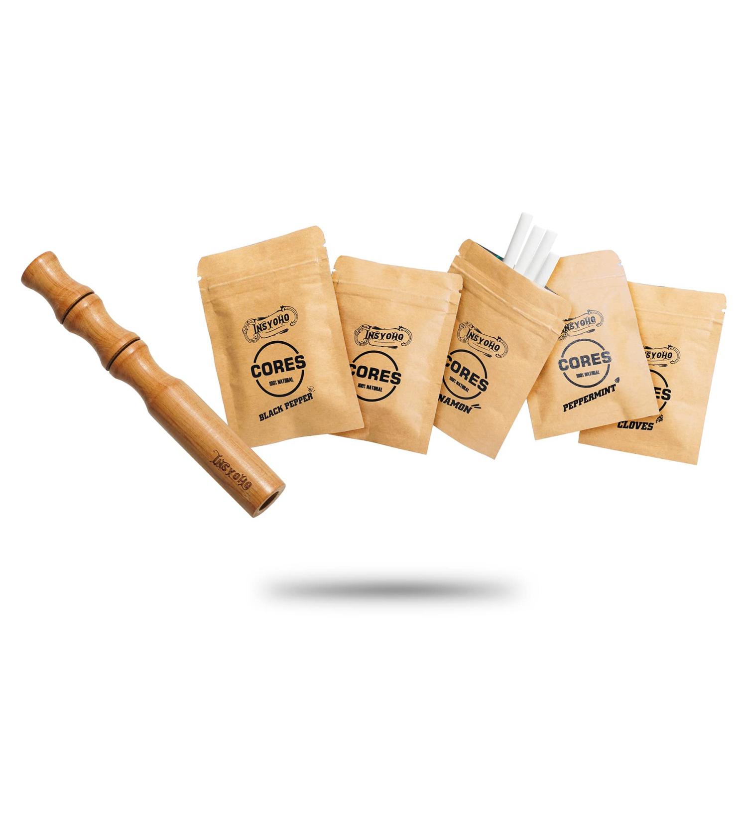INSYOHO Quit Smoking Wooden Inhaler | Nicotine-Free Aromatherapy Diffuser for Oral Fixation Relief & Anxiety Calm | Thuja Essential Oil Blend - Buy Online on GoSupps.com