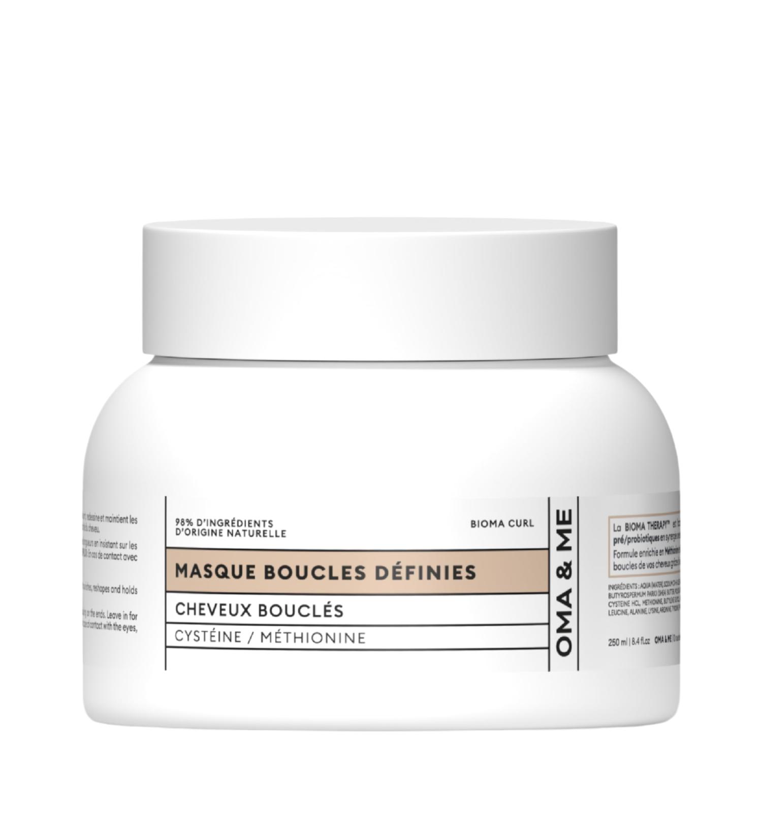 OMA & ME Curly Hair Mask - Redefines Curls and Facilitates Detangling and Styling - Methionine and Cysteine Hair Care 98% Natural Origin Ingredients Made in France - 250 ml - Buy Online on GoSupps.com