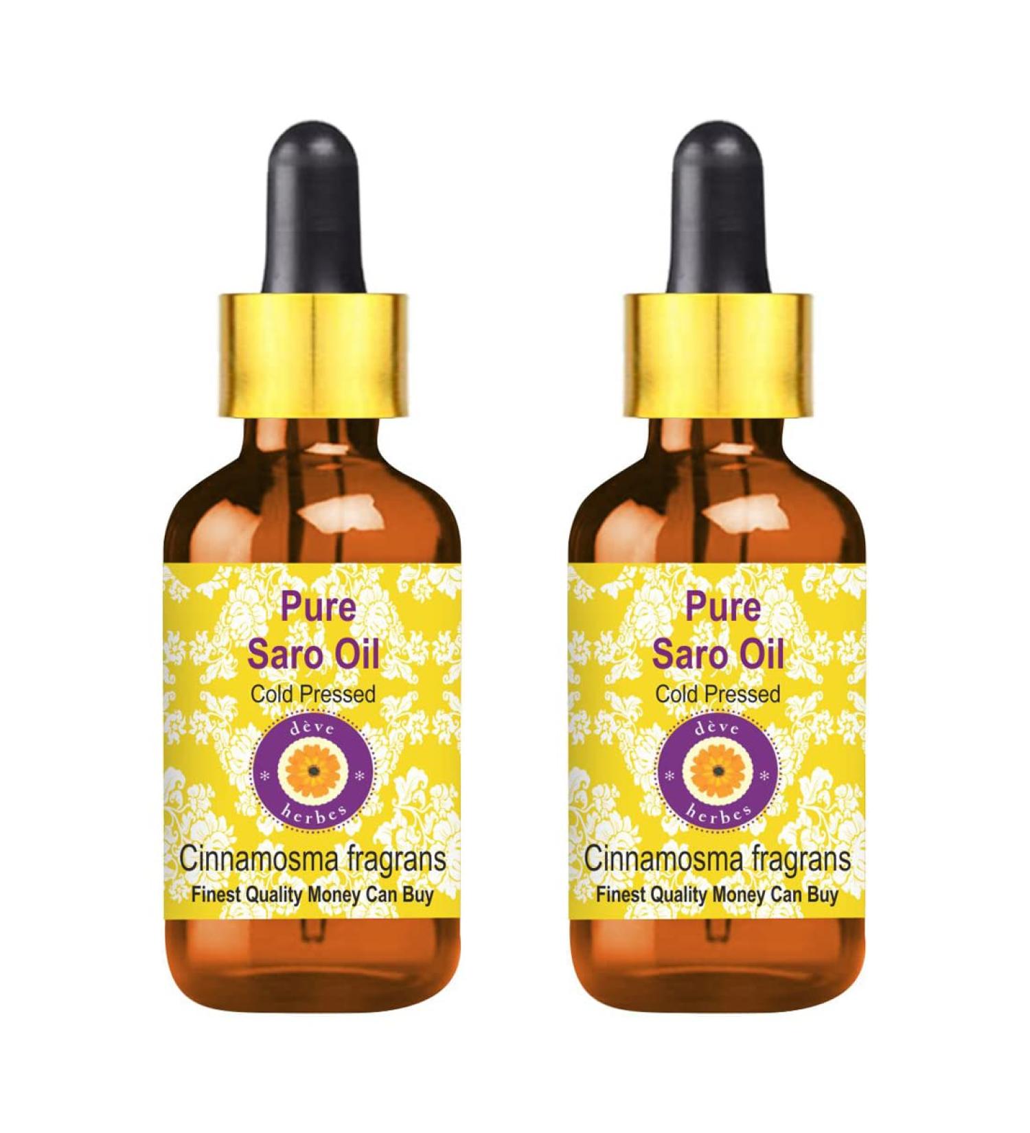 Deve Herbes Pure Saro Oil (Cinnamosma fragrans) with Glass Dropper Cold Pressed (Pack of Two) 100mlx2 (6.76 oz) - Buy Online on GoSupps.com