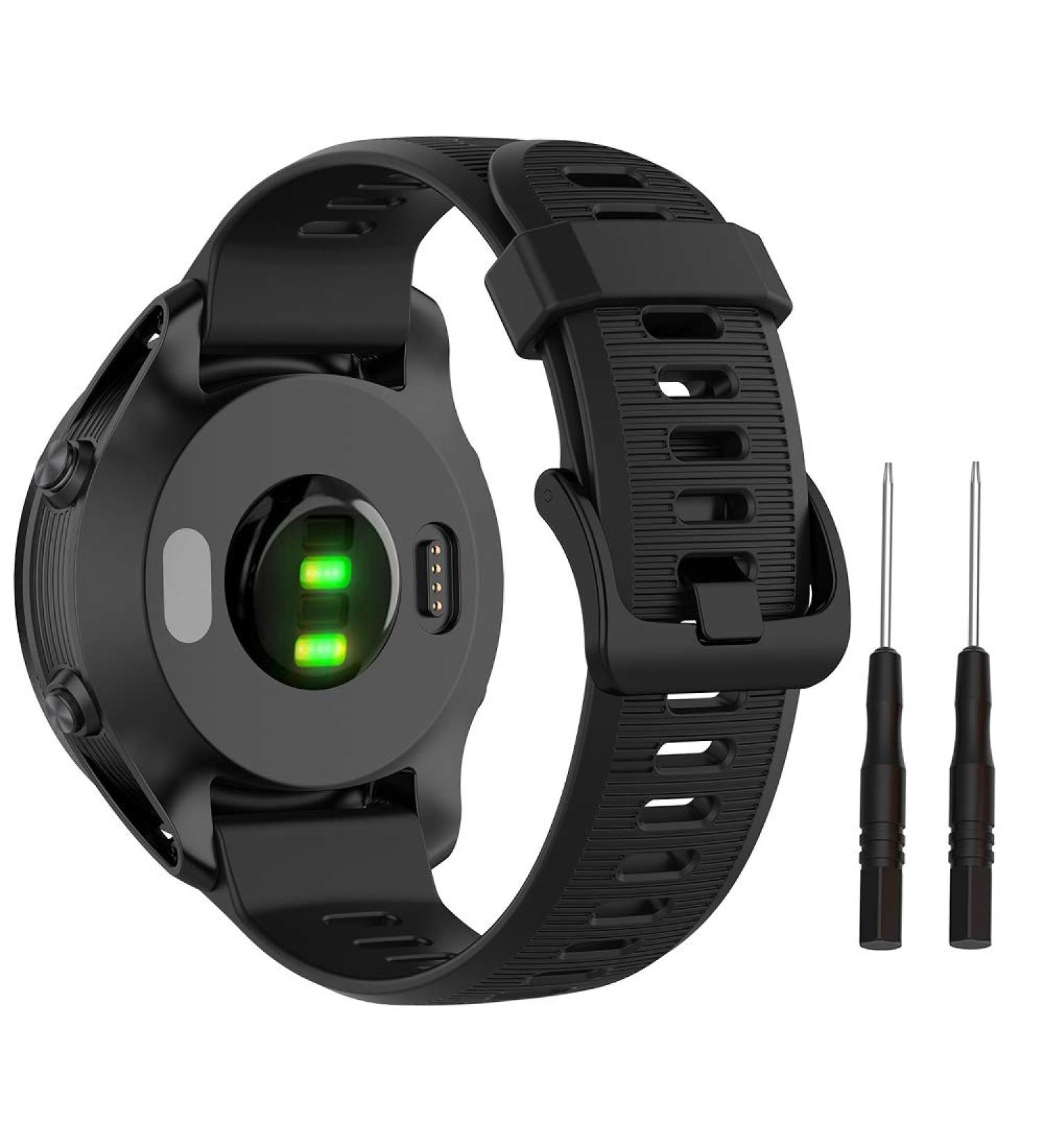 Soft Silicone 22mm Black Band for Garmin Forerunner 935/945/745, Fenix 5/5plus/6/6 Pro, Approach S60 - Replacement Compatible Band - Buy Online on GoSupps.com