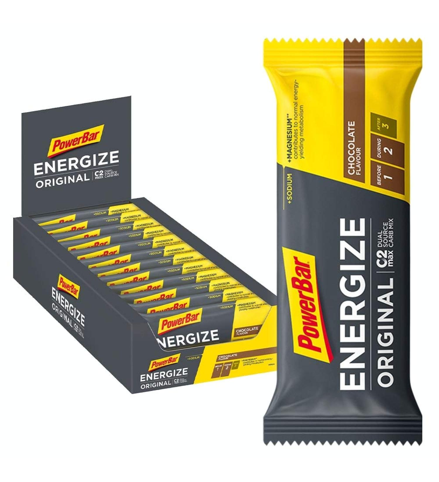 Powerbar Energize Original Chocolate 15x55g - High Carb Energy Bar + C2MAX Magnesium and Sodium - Buy Online on GoSupps.com