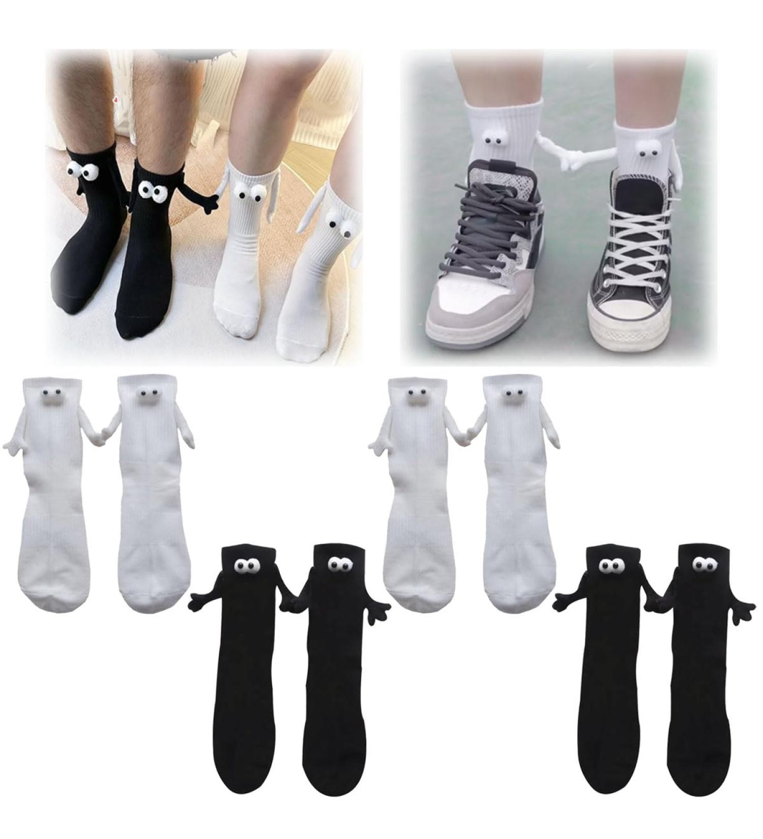 TisTik Couple Holding Hands Socks - Funny Magnetic Suction 3D Doll Mix-4pair - Buy Online on GoSupps.com