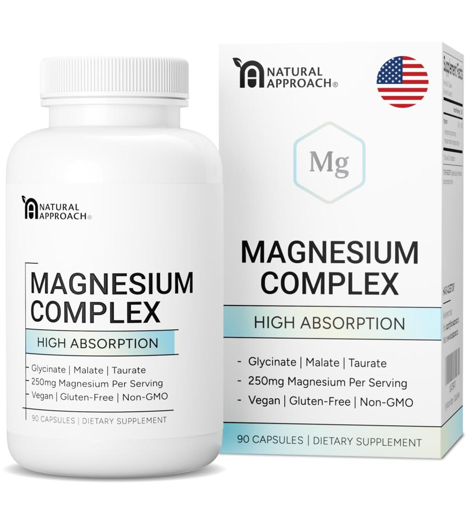 High Absorption Magnesium Complex with Glycinate, Malate & Taurate - Premium Magnesium Supplement for Sleep, Relaxation, Leg Cramps & Stress Relief - 100% Chelated & Easy On The Gut - 90 Capsules - Buy Online on GoSupps.com