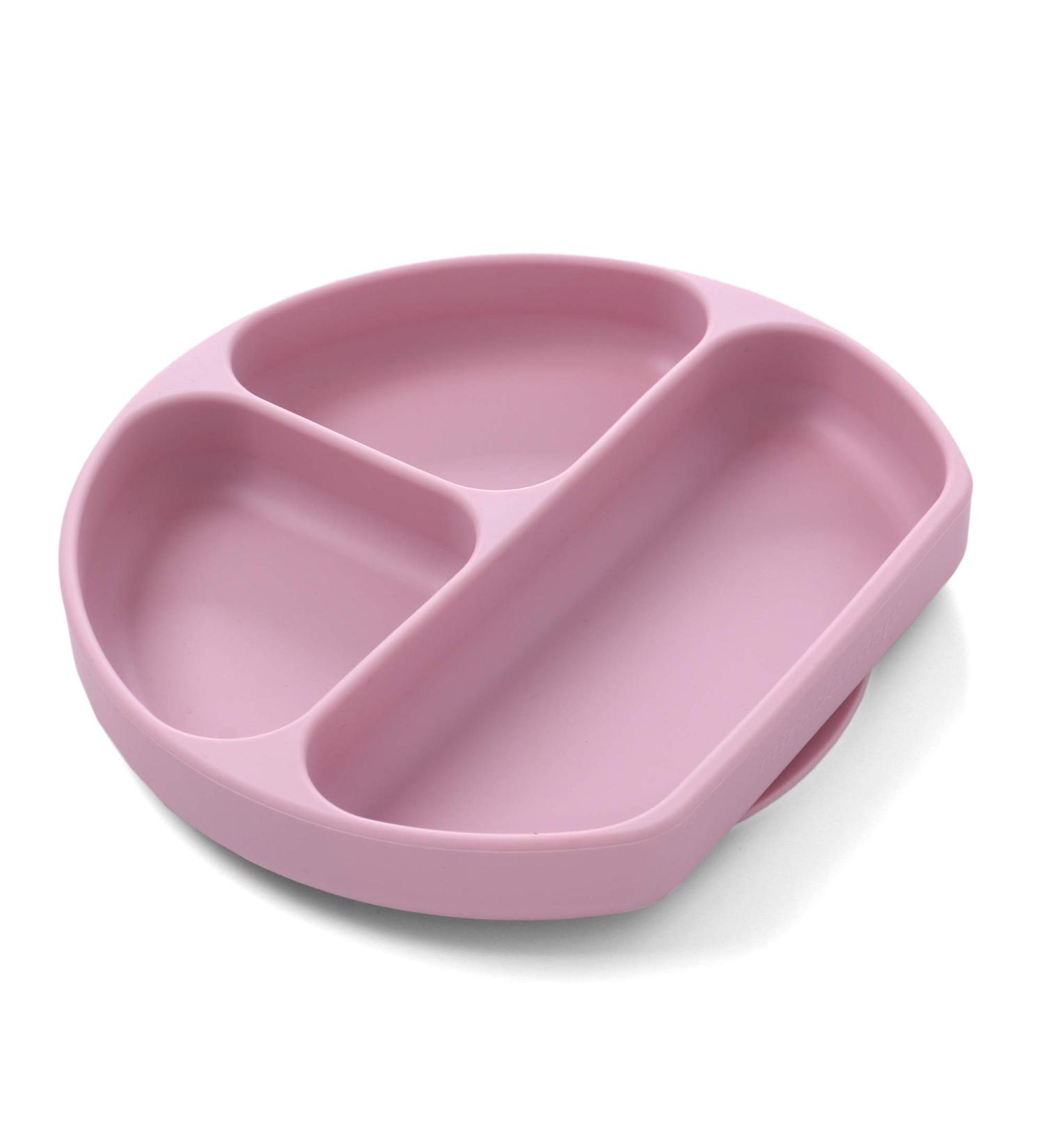 Baby Silicone Suction Divided Plate Non-Toxic, BPA-Free, Waterproof, Dishwasher Safe Easy to Clean Pink - Buy Online on GoSupps.com