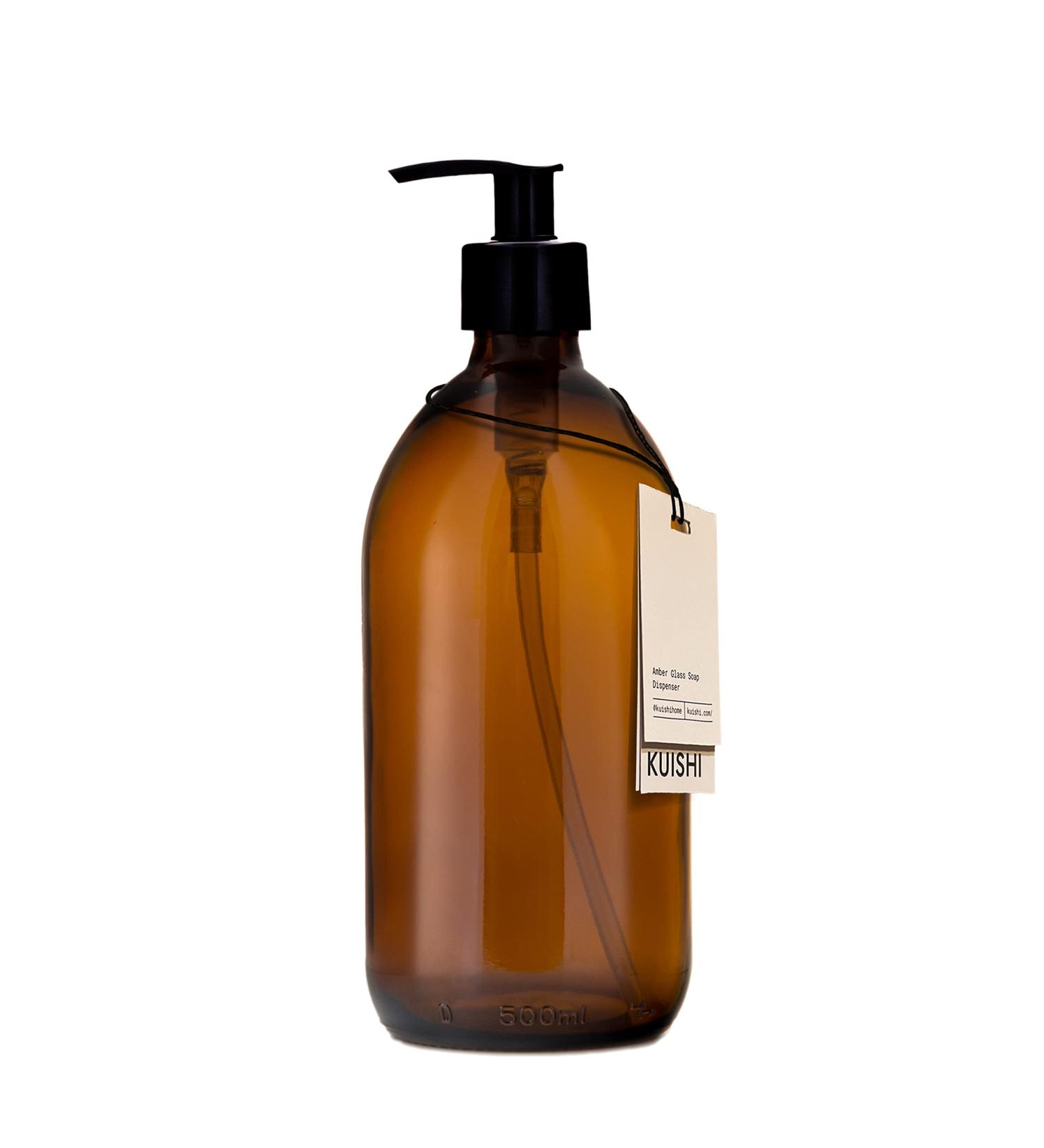 Kuishi 500ml Amber Glass Pump Dispenser Bottle - Refillable BPA-Free Soap Dispenser | Eco-Friendly & Reduces Plastic Waste - Buy Online on GoSupps.com