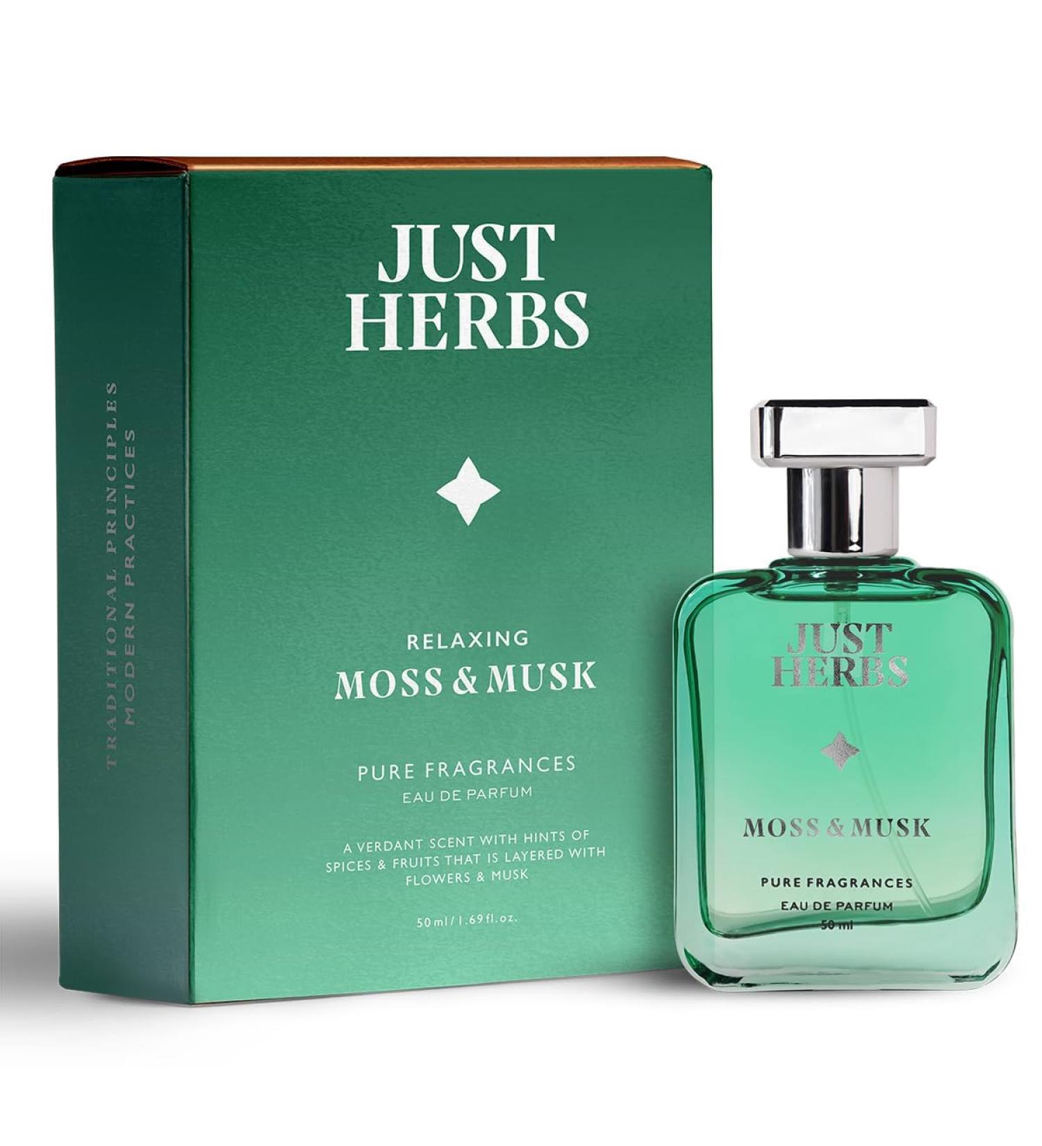 Just Herbs Relaxing Moss & Musk EDP Perfume for Men 1.69 fl oz Long Lasting Up to 8 Hours - Buy Online on GoSupps.com