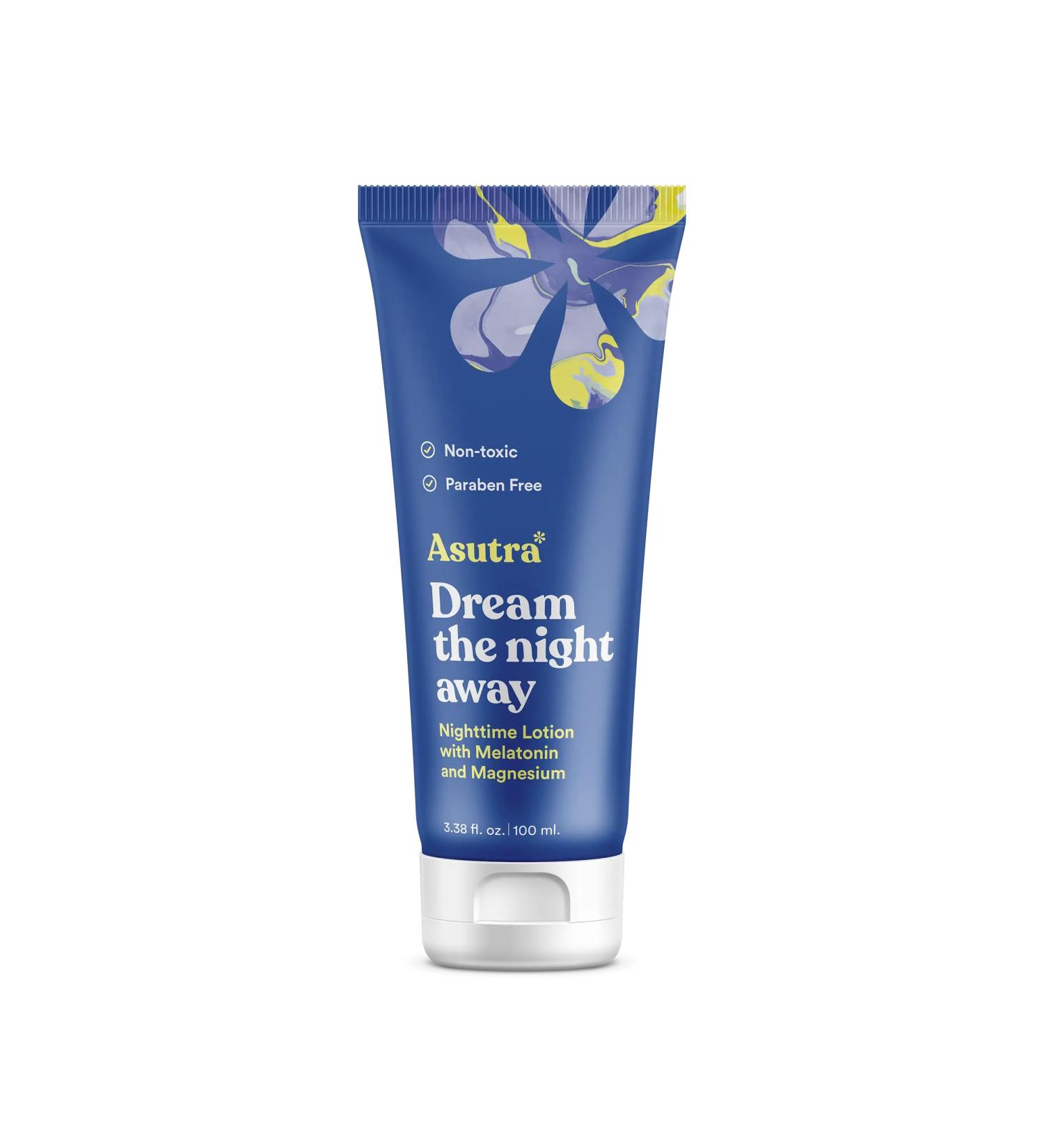 ASUTRA Dream the Night Away | Magnesium Lotion for Sleep 100mL | With Melatonin for Sleep and Moisturizing Shea Butter Nighttime Magnesium Cream w/Lemongrass Scent Lemongrass Lotion - 100mL - Buy Online on GoSupps.com