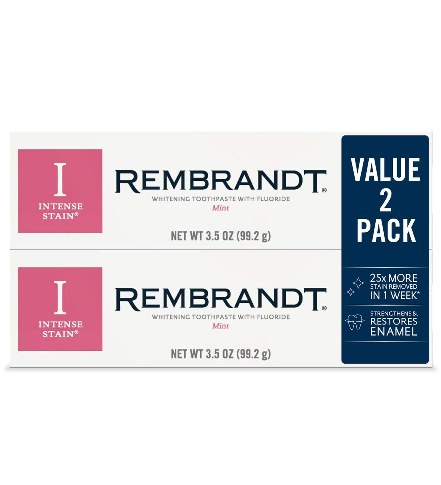 Rembrandt Intense Stain Toothpaste Mint 3.5 Oz - Pack of 2 | Smudge Away Stains - Buy Online on GoSupps.com