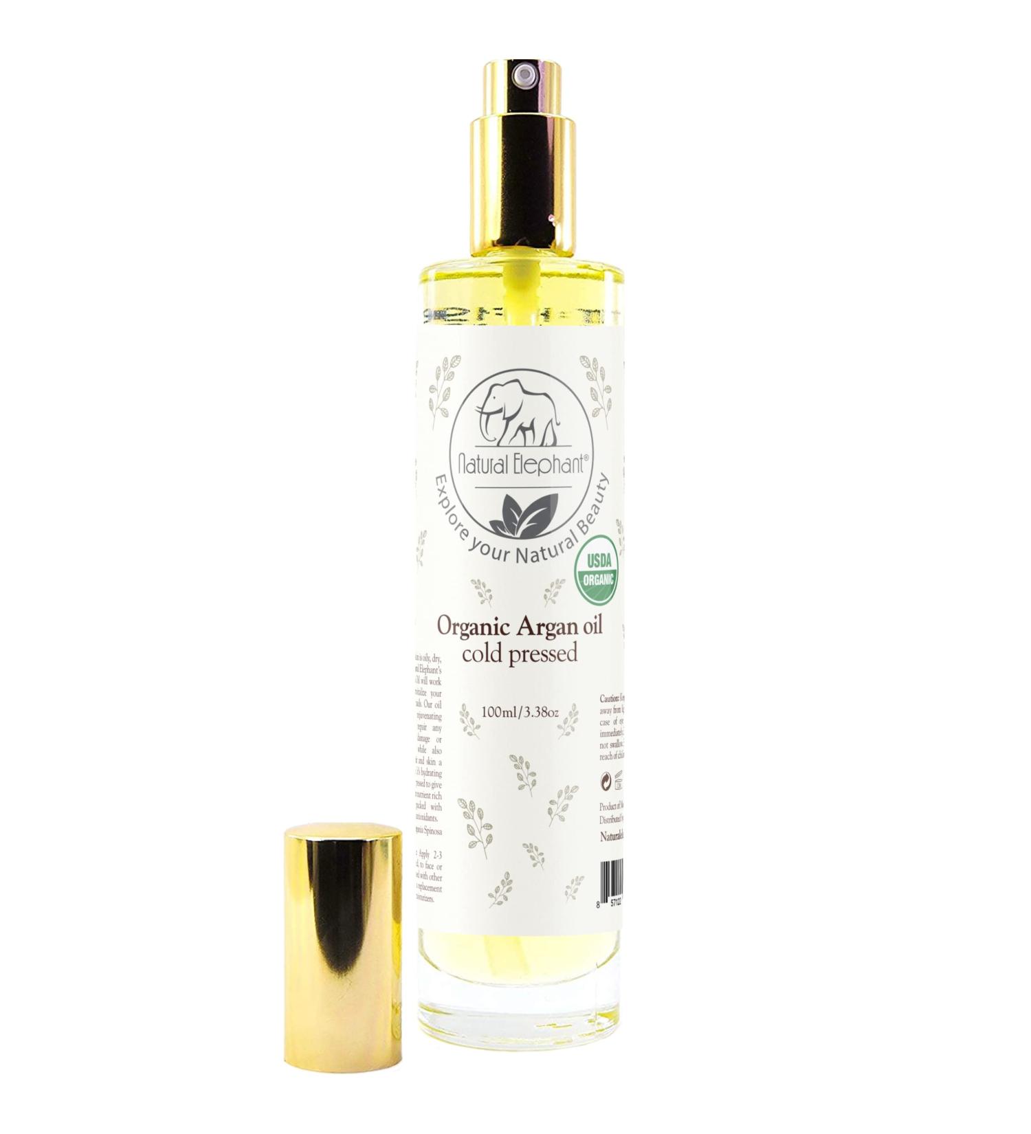 Natural Elephant USDA Organic 100% Pure Argan Oil - Cold-Pressed 100 ml for Skin Hair & Nails - Nourishing Hydration - Buy Online on GoSupps.com