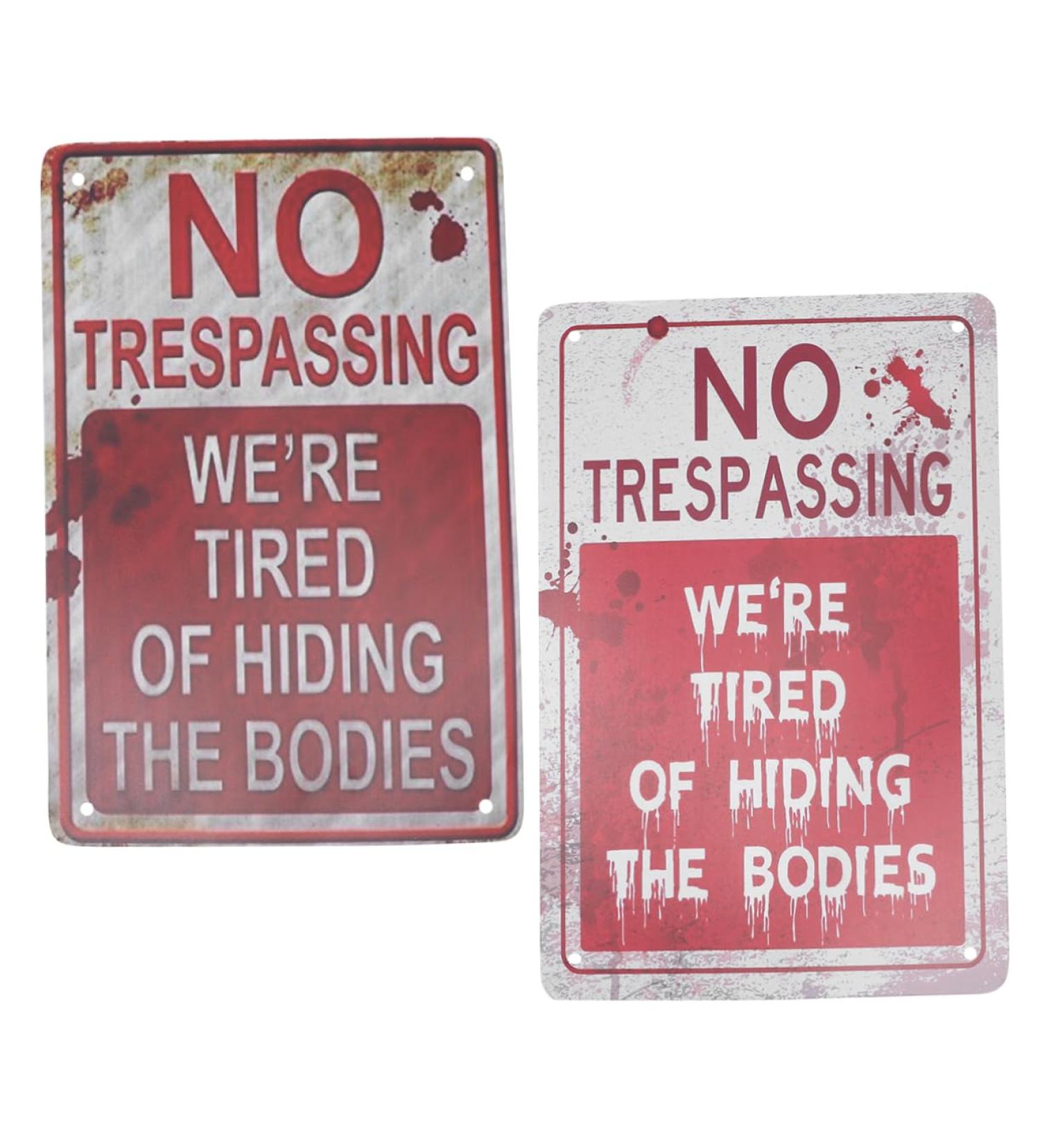 Zerodeko 2pcs Warning Tin Painting Emblems Metal Halloween Wall Art Retro Iron Vintage Signs Iron Painting - Buy Online on GoSupps.com