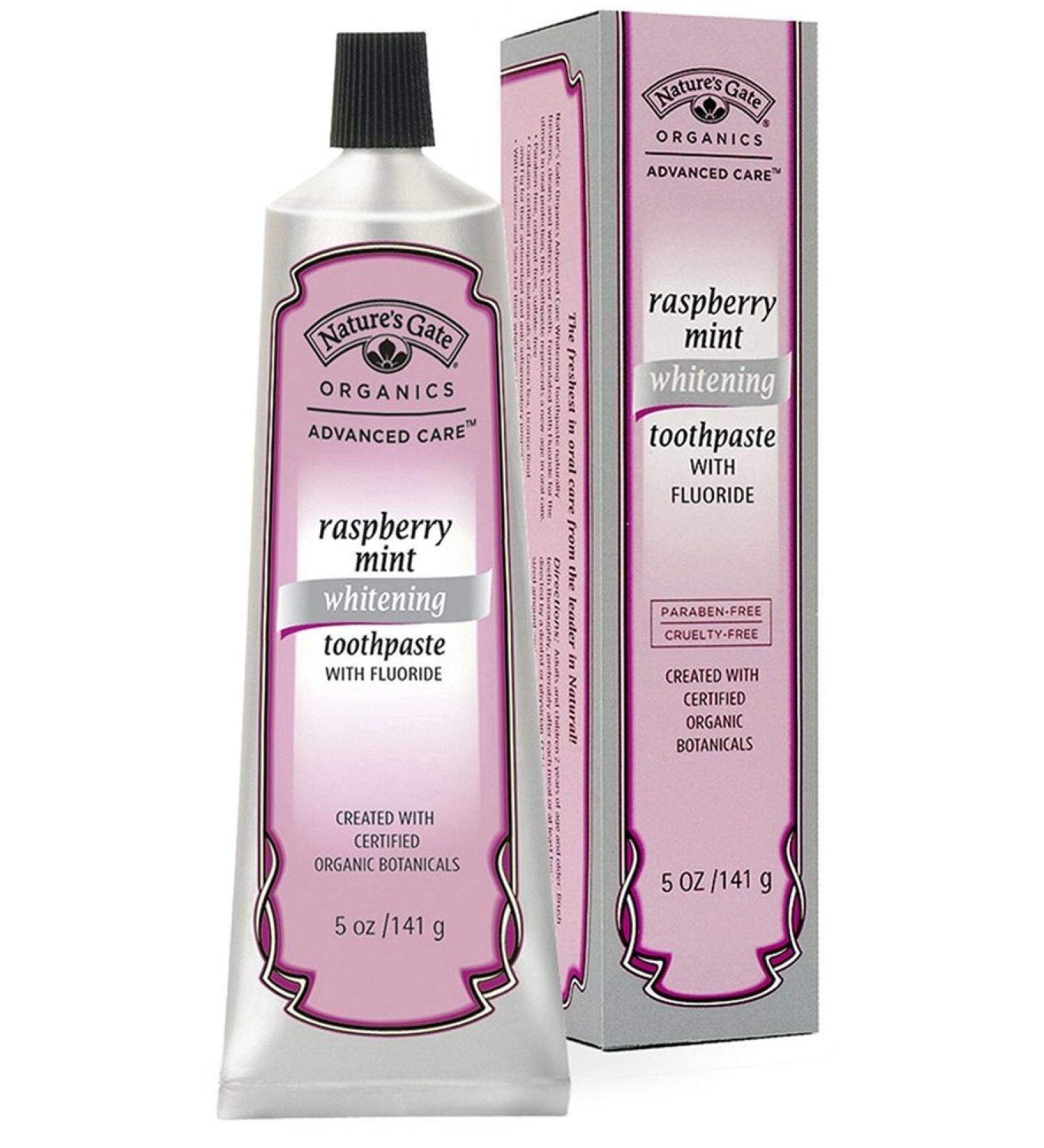 Nature's Gate Organics Whitening Toothpaste with Fluoride Raspberry Mint 5 Ounce (141 g)